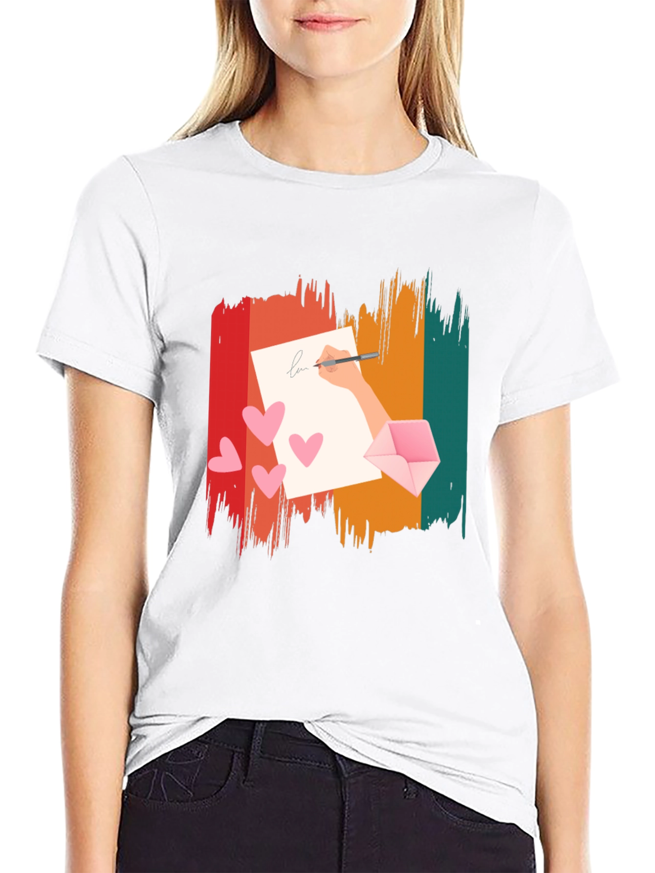 Retro Love Letter Graphic Tee - Black