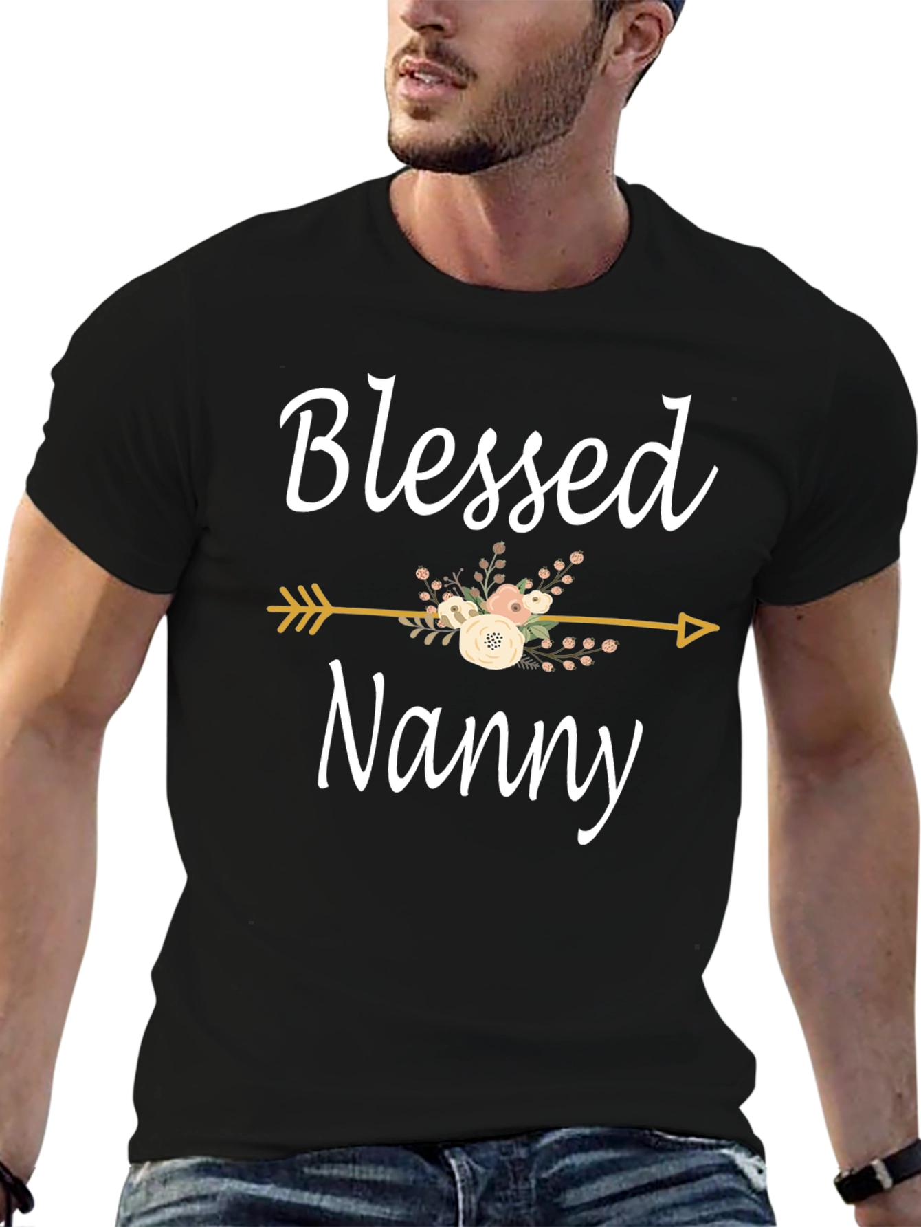 Blessed Nanny Graphic T-Shirt - Floral Arrow Design
