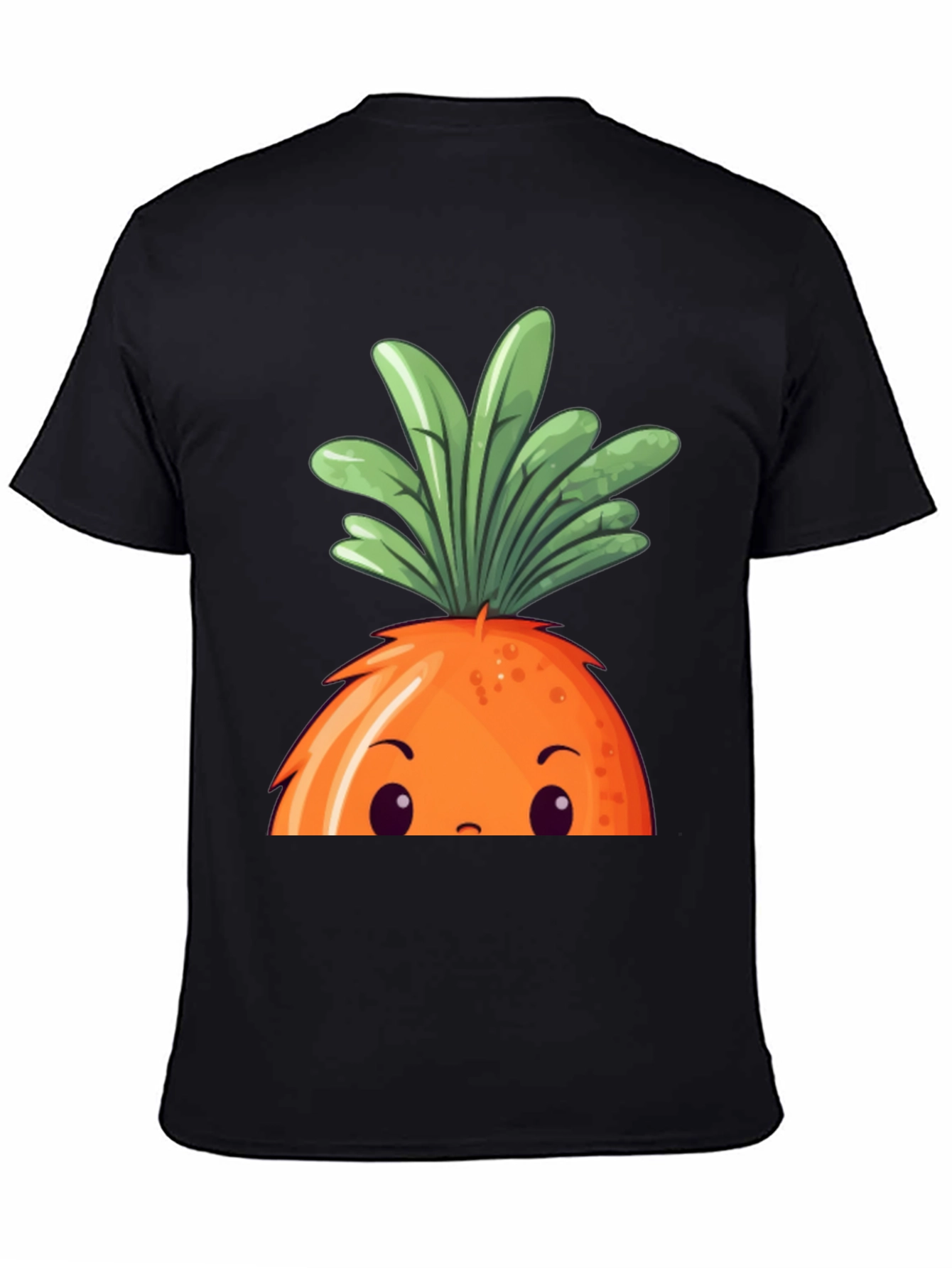 Cartoon Carrot Graphic Black Tee