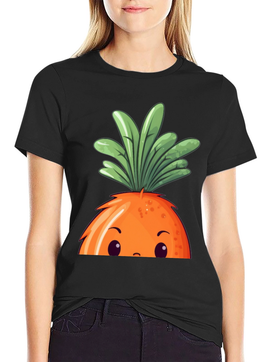 Cartoon Carrot Graphic Black Tee