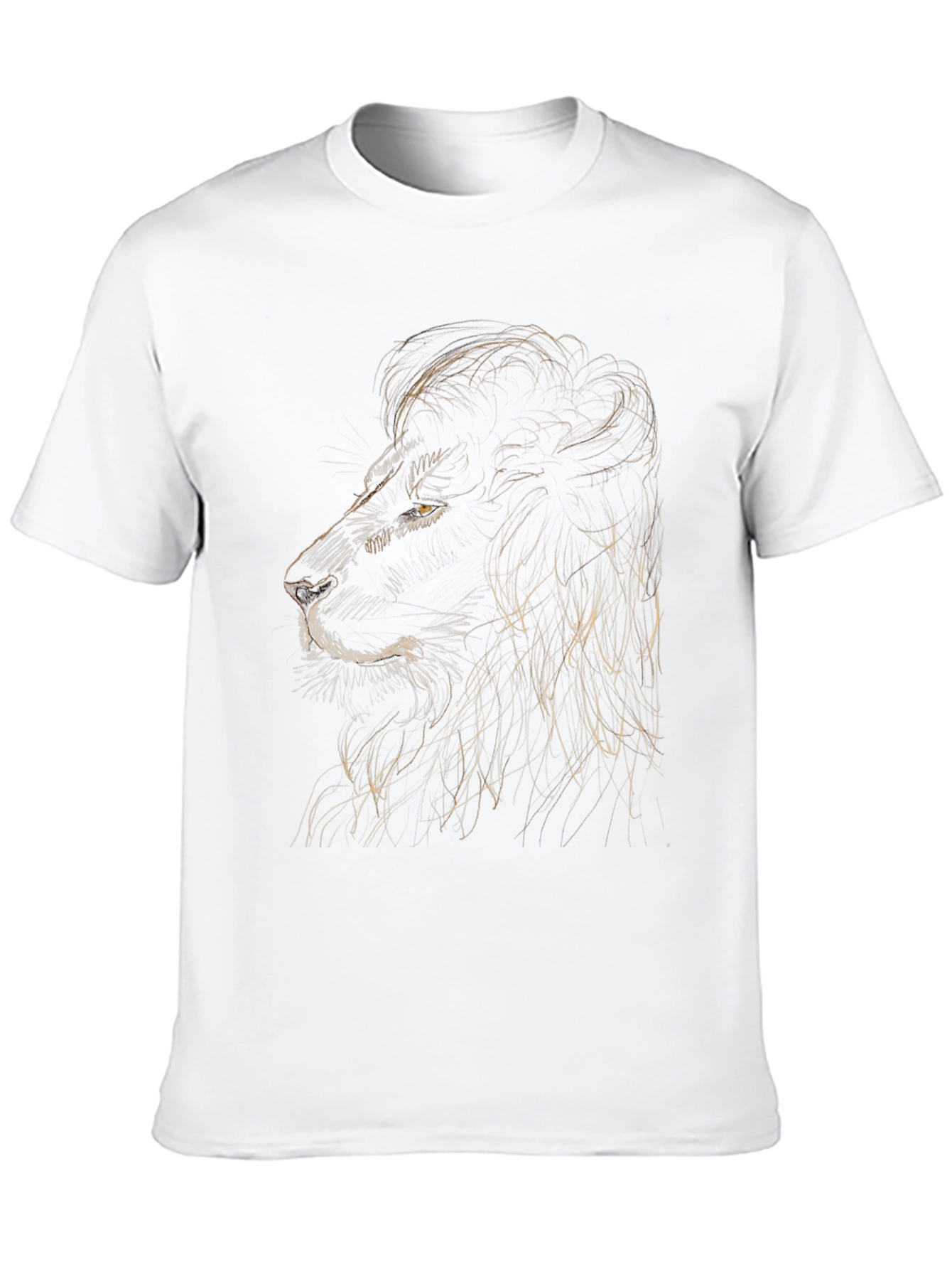 Lion Sketch Graphic Tee - Black Cotton T-Shirt