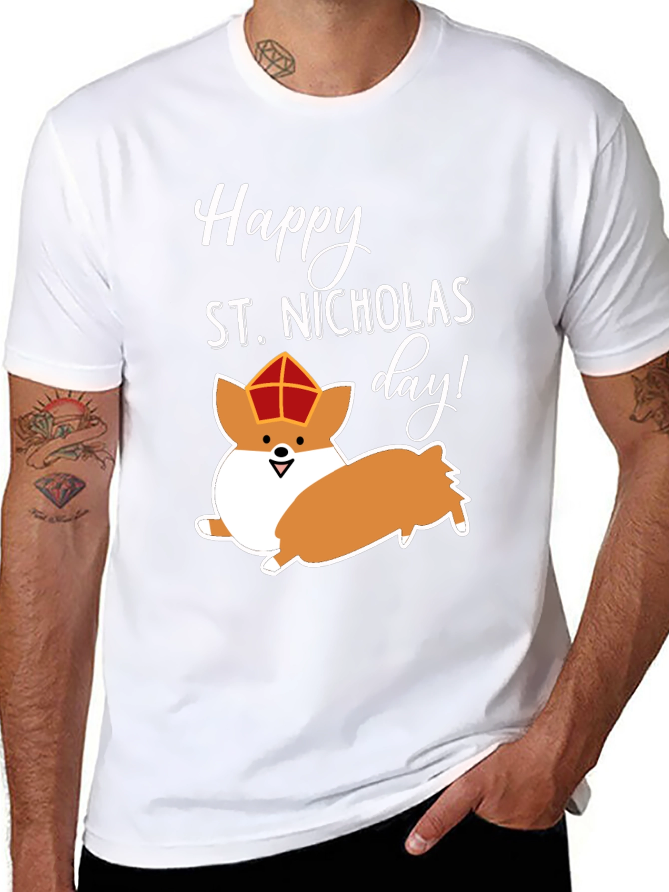 Happy St. Nicholas Day Corgi T-Shirt