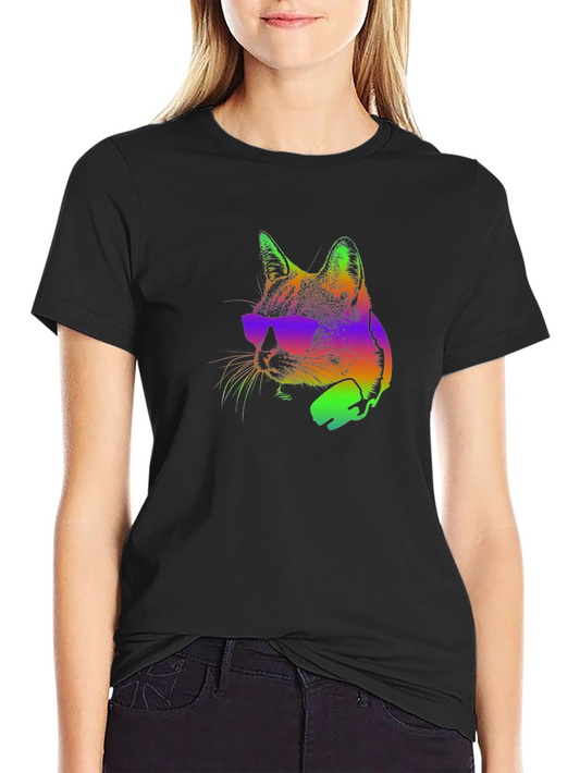 Cool Cat Graphic Tee - Funky Colorful Design