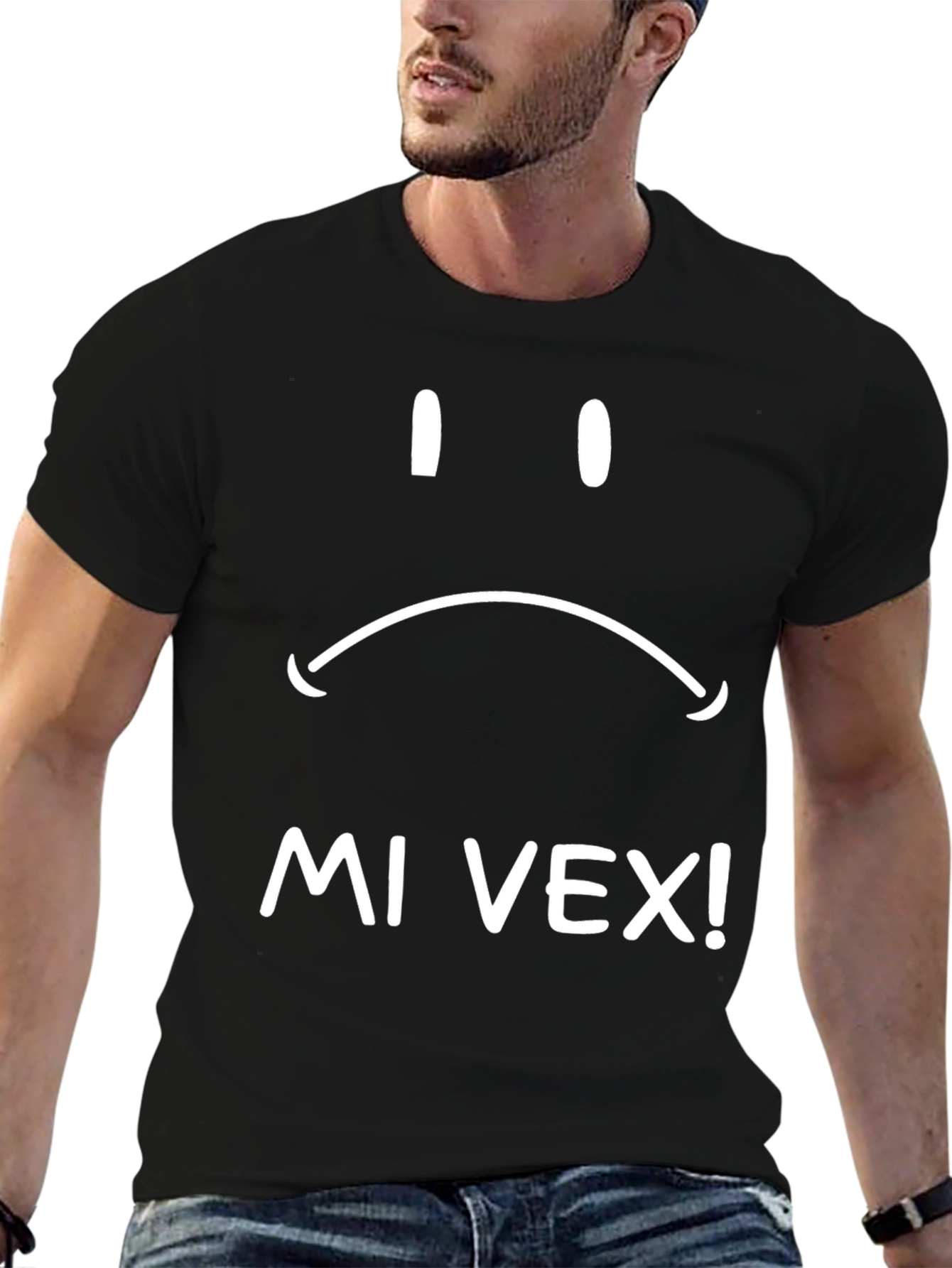 Sad Face Graphic Tee - Mi Vex! Black T-Shirt