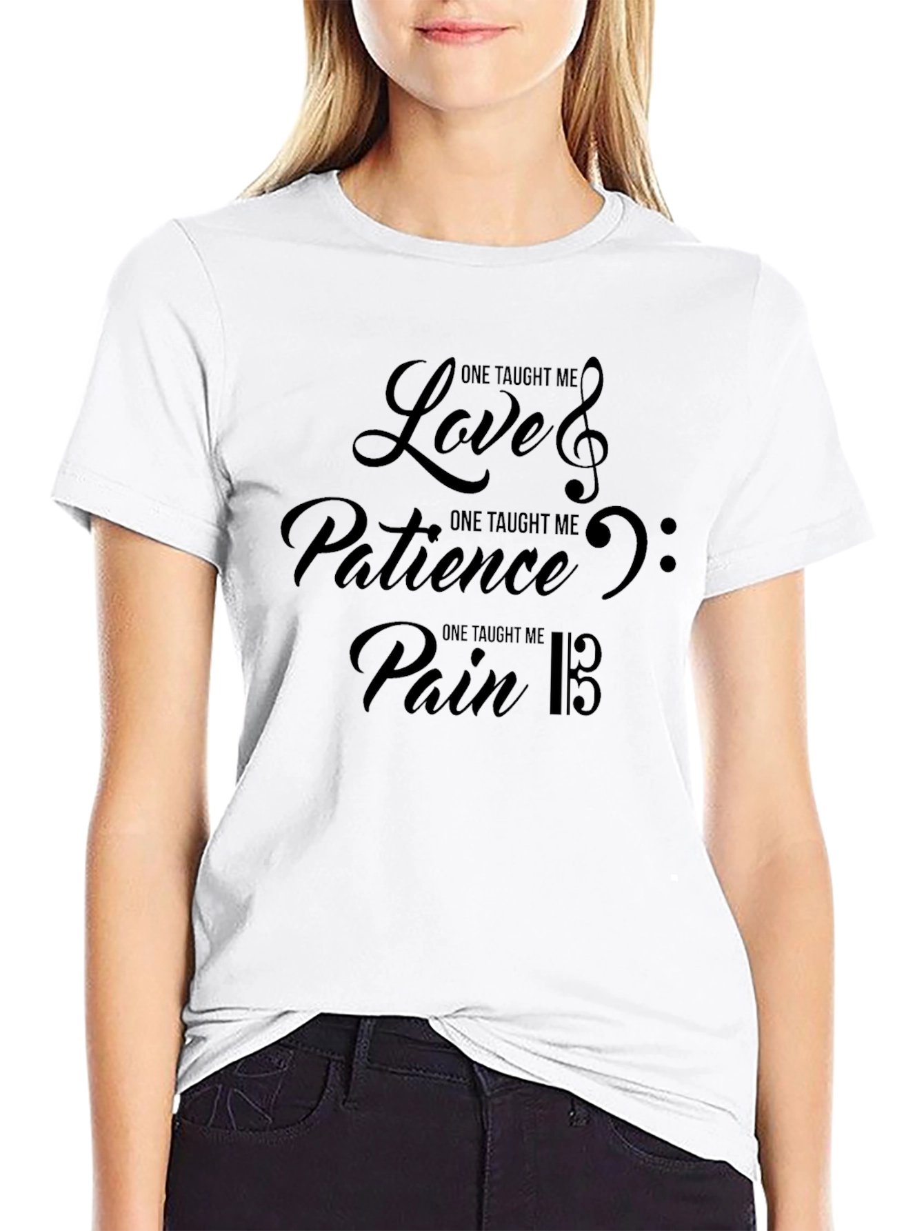 Music Motif T-Shirt: Love Patience & Pain