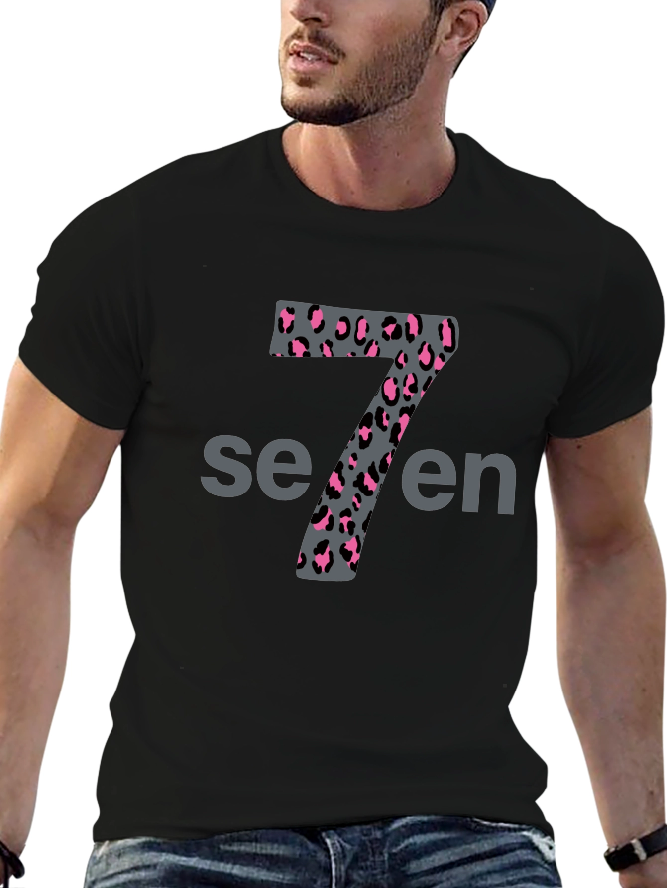 Leopard Print Number 7 Graphic Tee