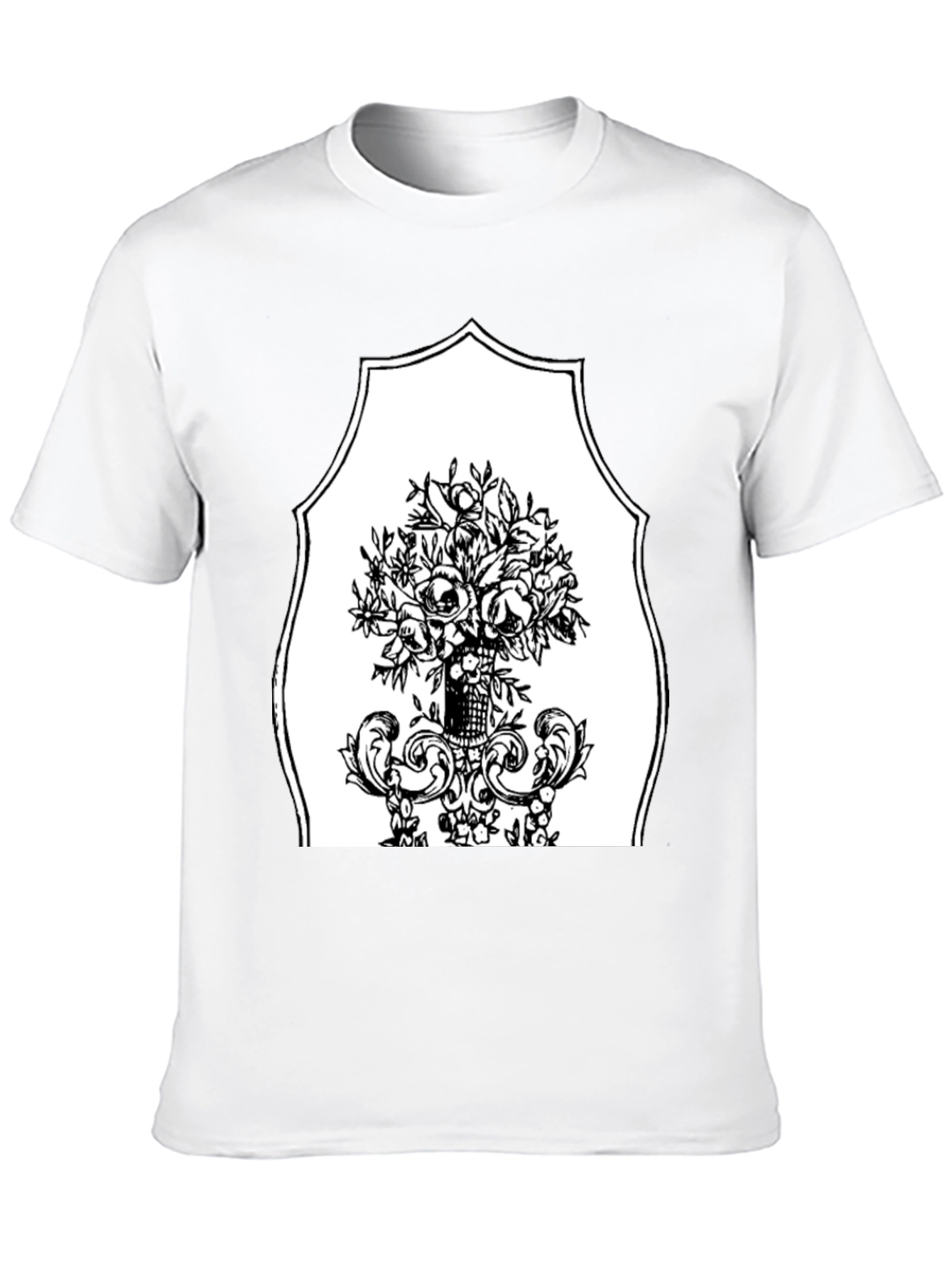Black T-Shirt with Floral Bouquet Graphic