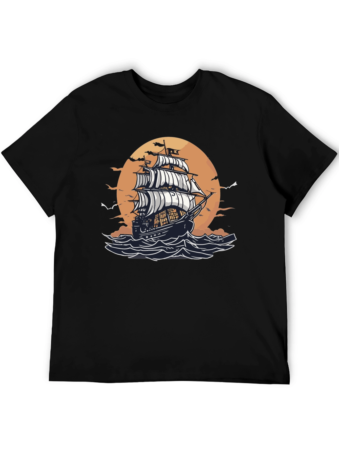 Nautical Sailboat Graphic Tee - Black