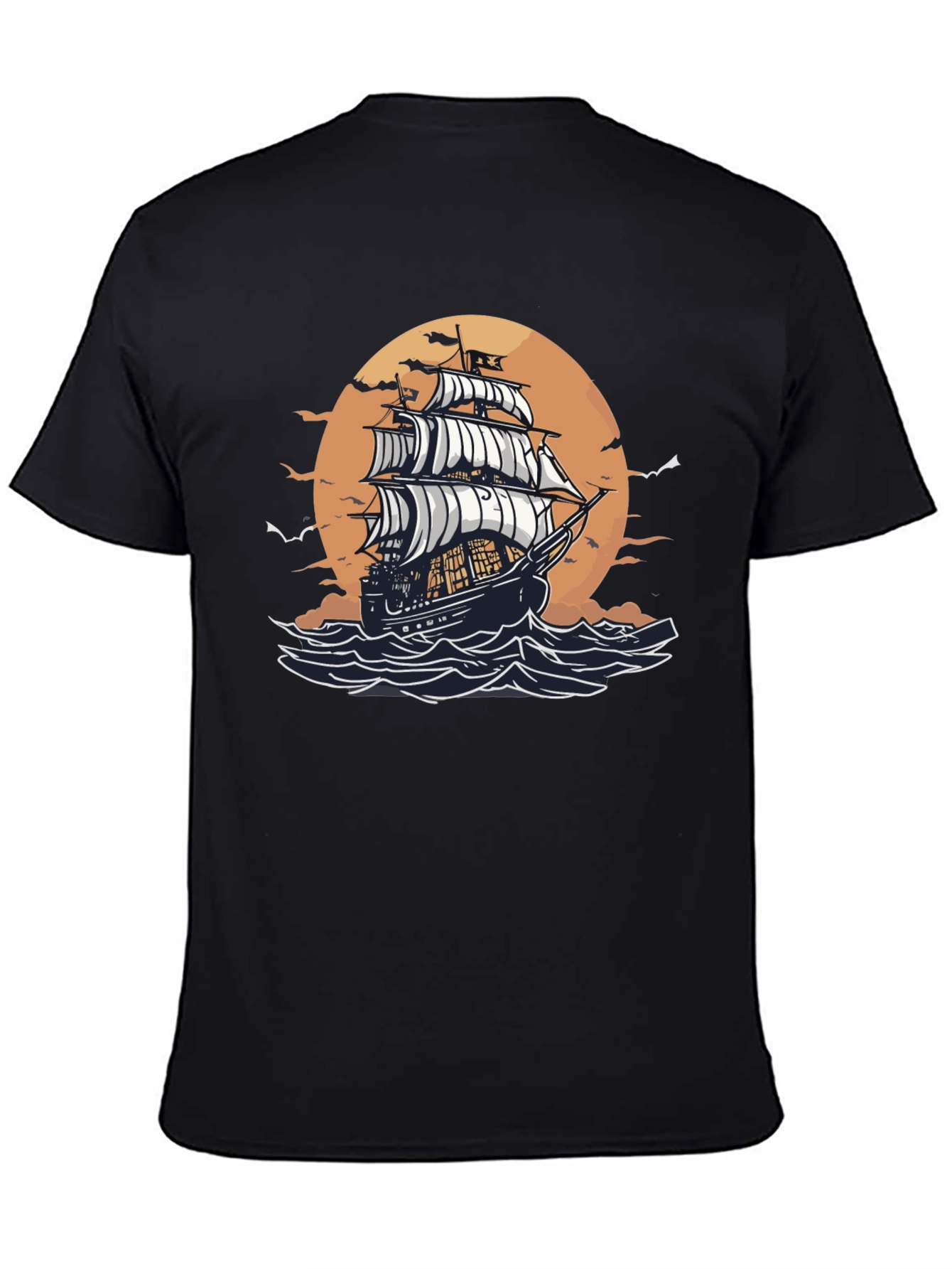 Nautical Sailboat Graphic Tee - Black