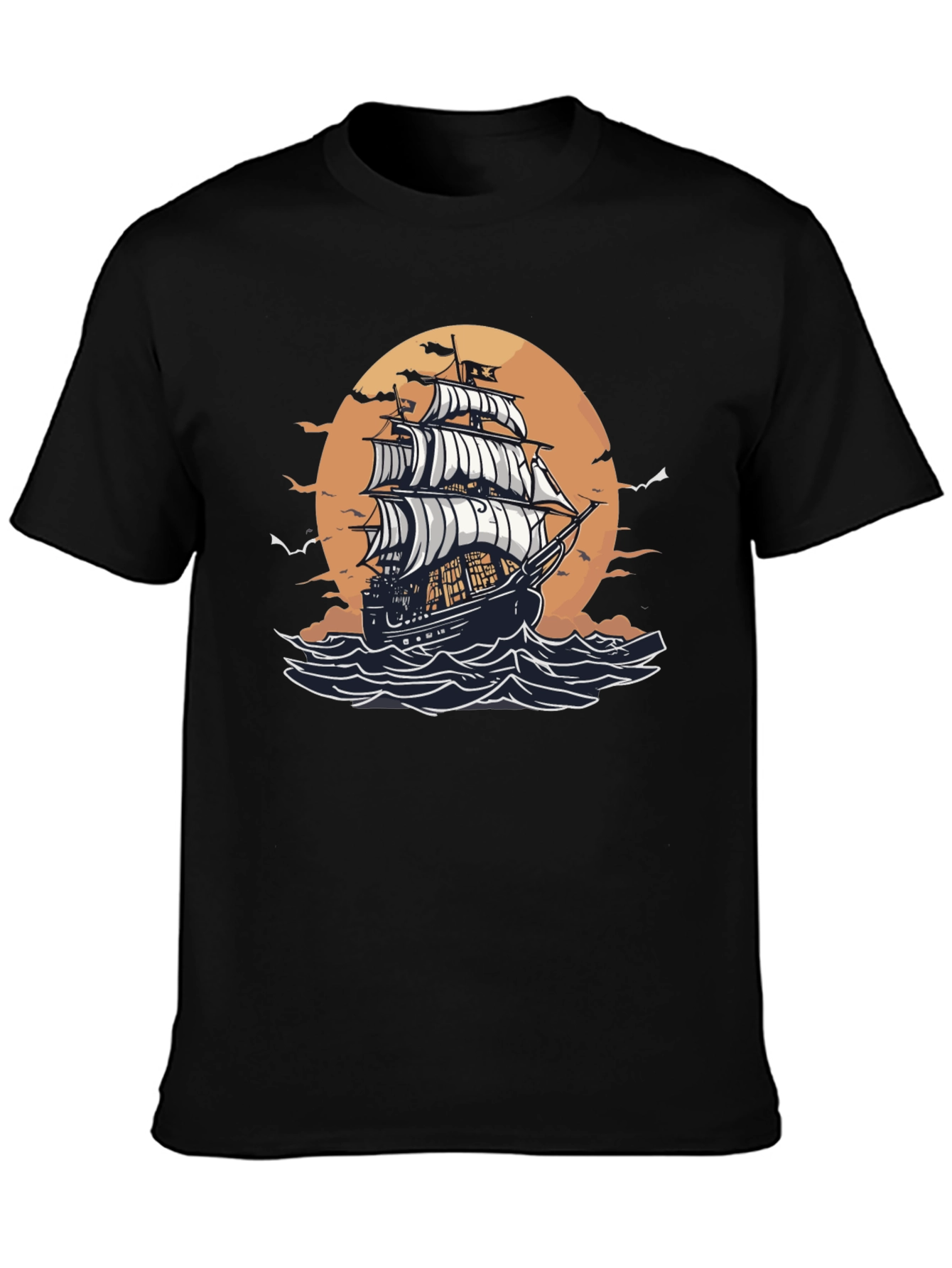 Nautical Sailboat Graphic Tee - Black