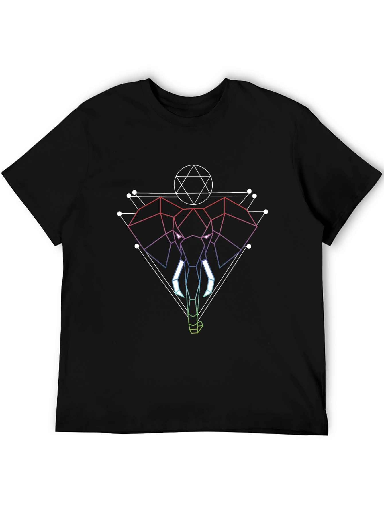 Geometric Elephant Graphic Black T-Shirt