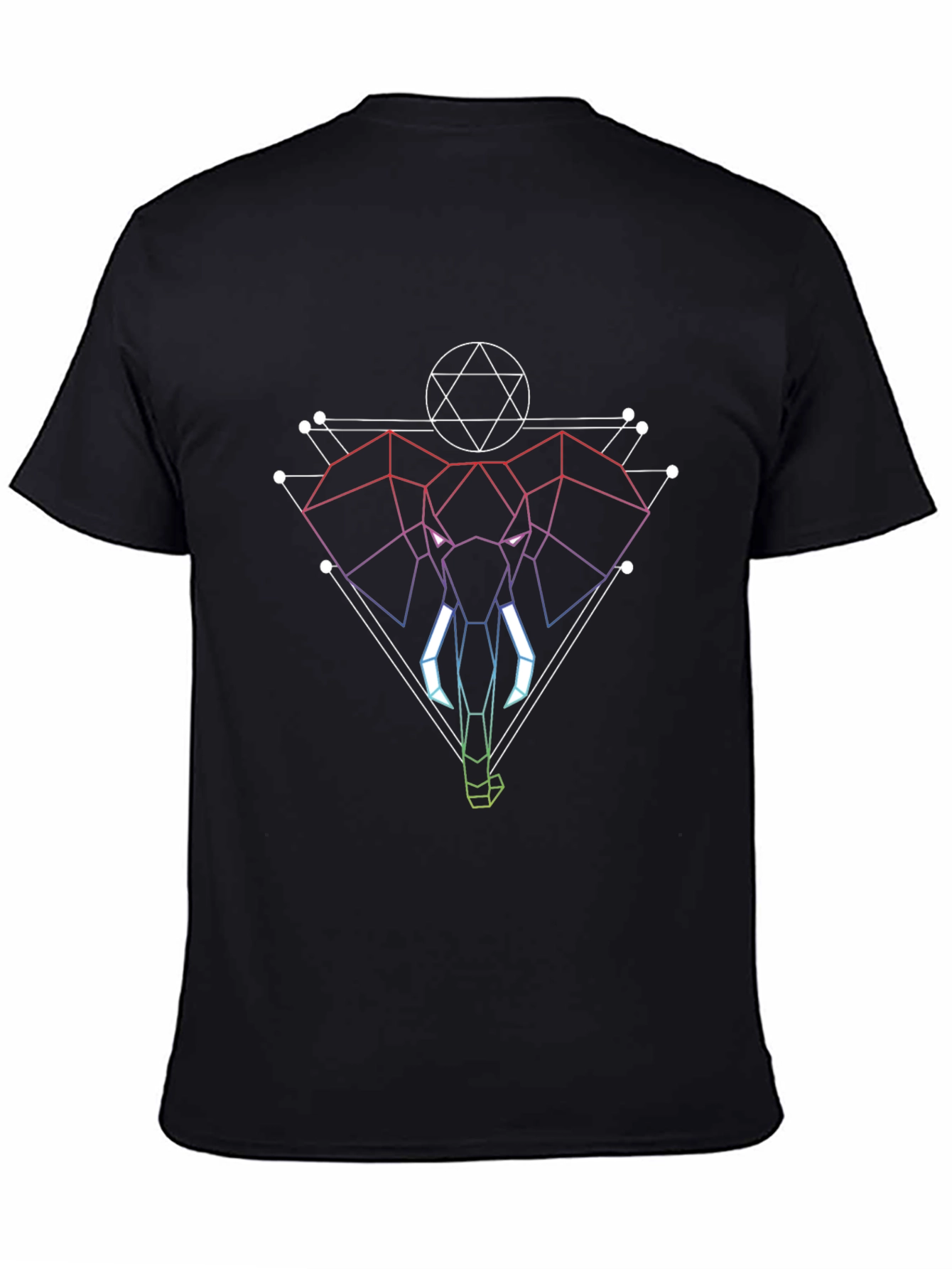 Geometric Elephant Graphic Black T-Shirt