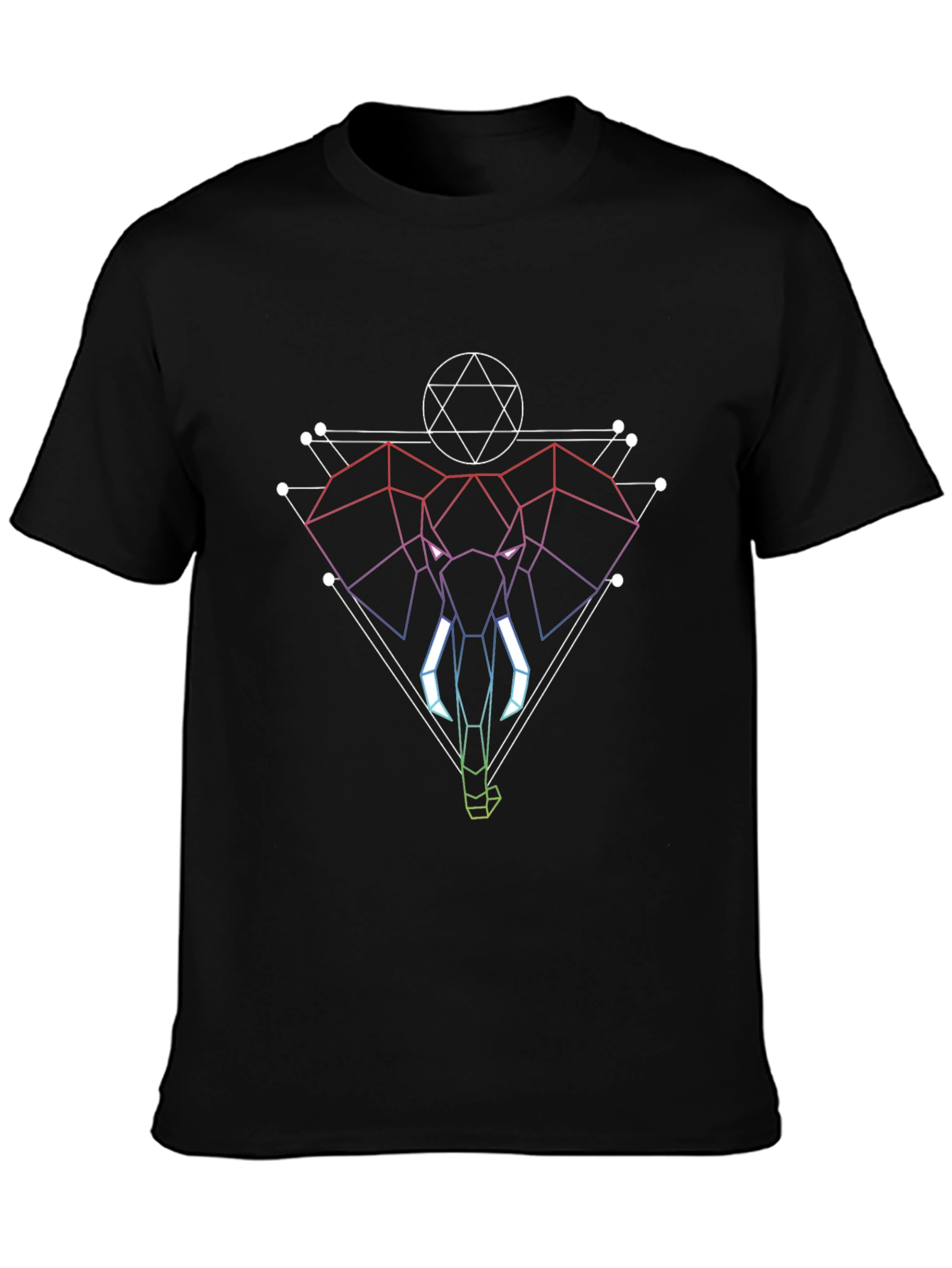 Geometric Elephant Graphic Black T-Shirt