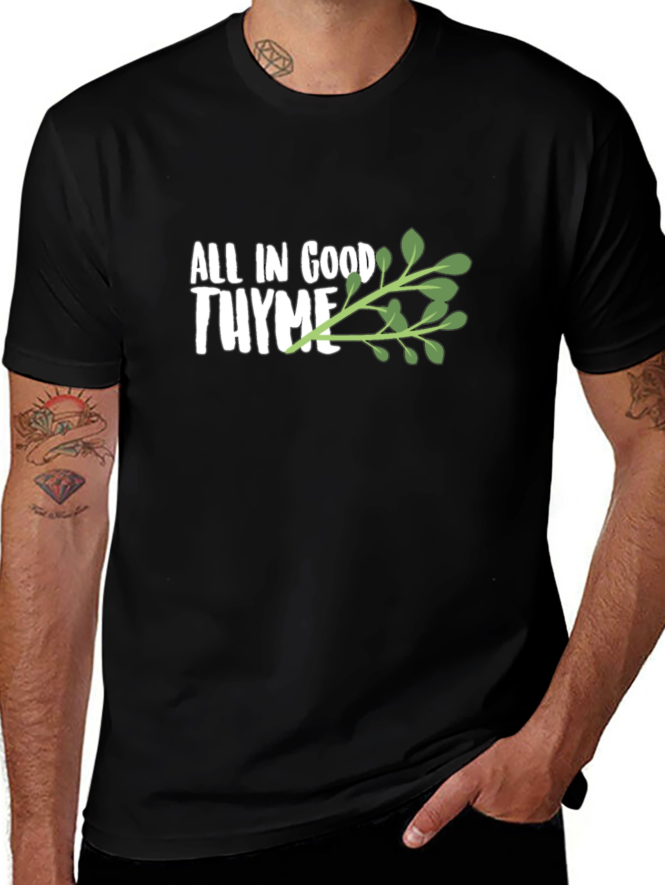 All in Good Thyme Black Graphic Tee