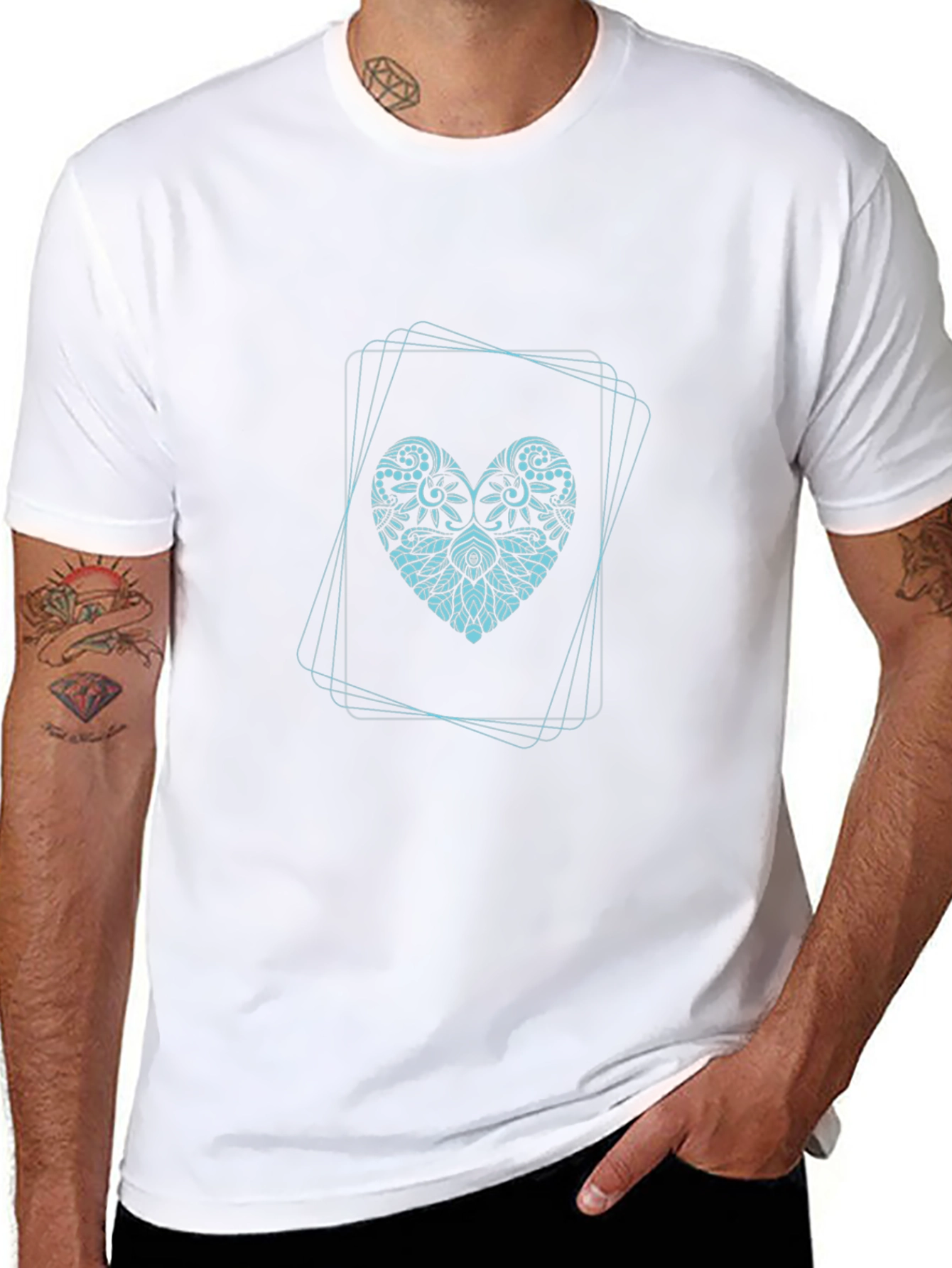 Heart Mandala Tee - Stylish Graphic Print T-Shirt