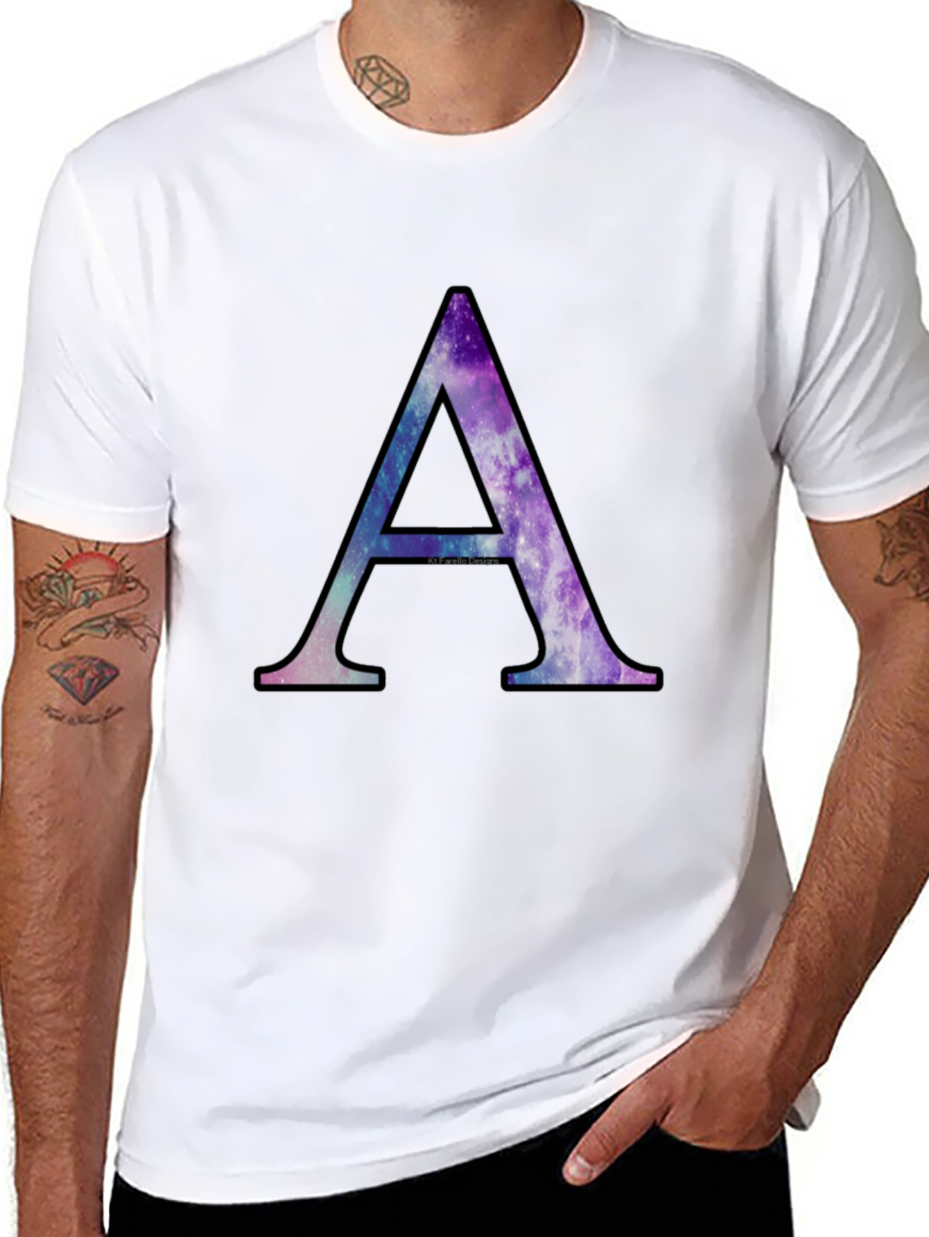 Galaxy Letter A Black T-Shirt
