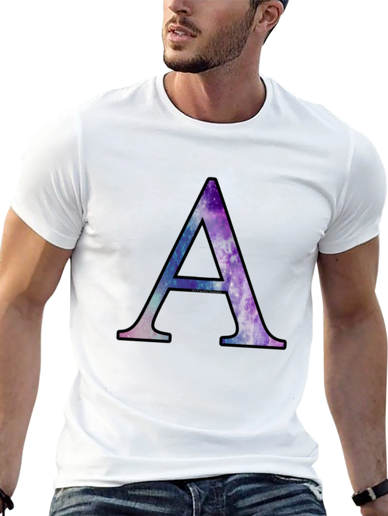 Galaxy Letter A Black T-Shirt