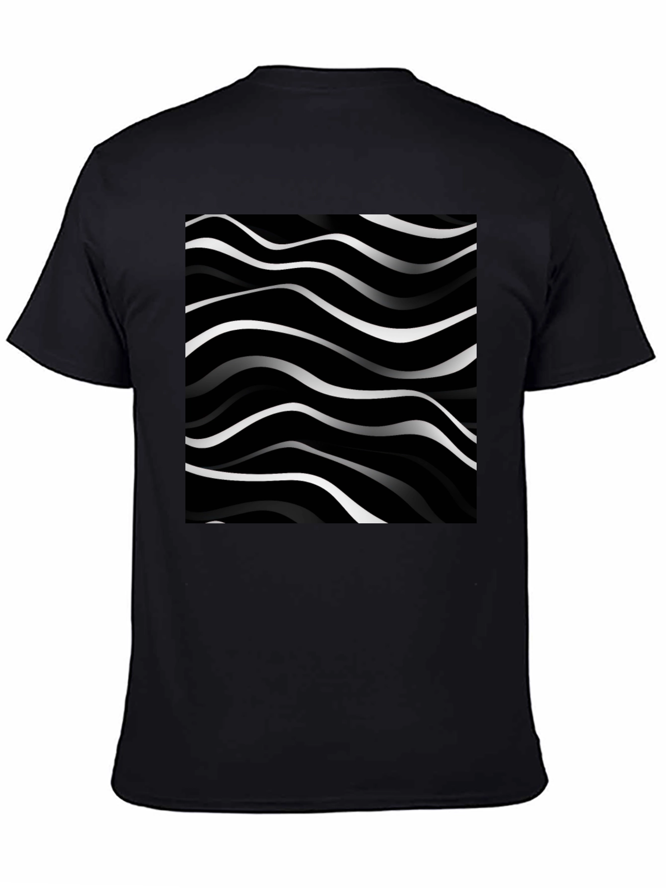 Abstract Wave Pattern Black T-Shirt