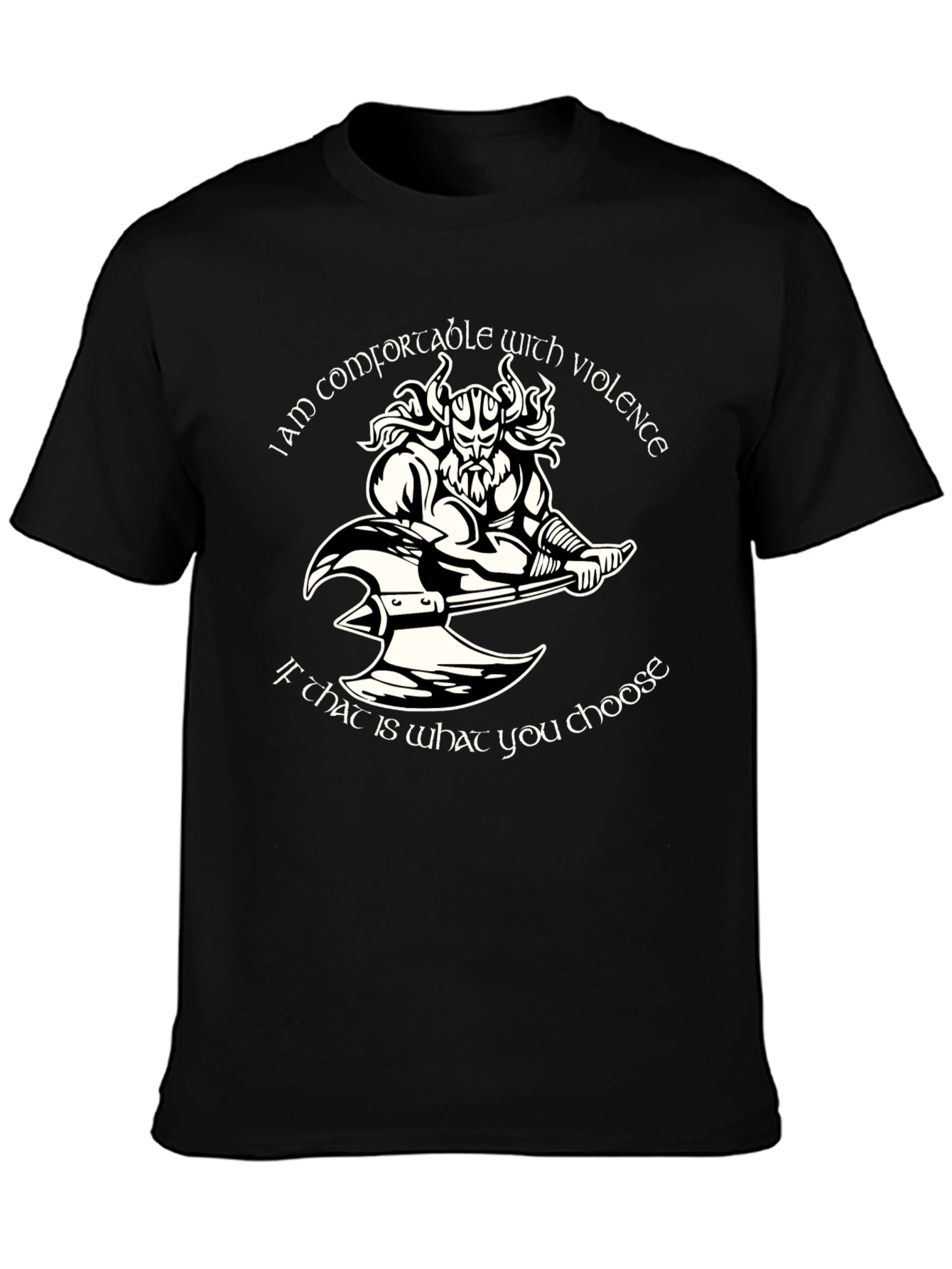 Comfortable with Violence Viking Graphic T-Shirt
