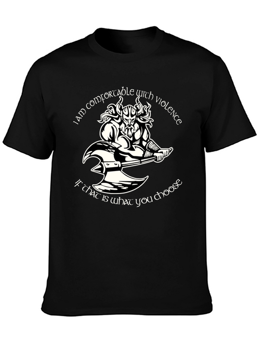 Comfortable with Violence Viking Graphic T-Shirt