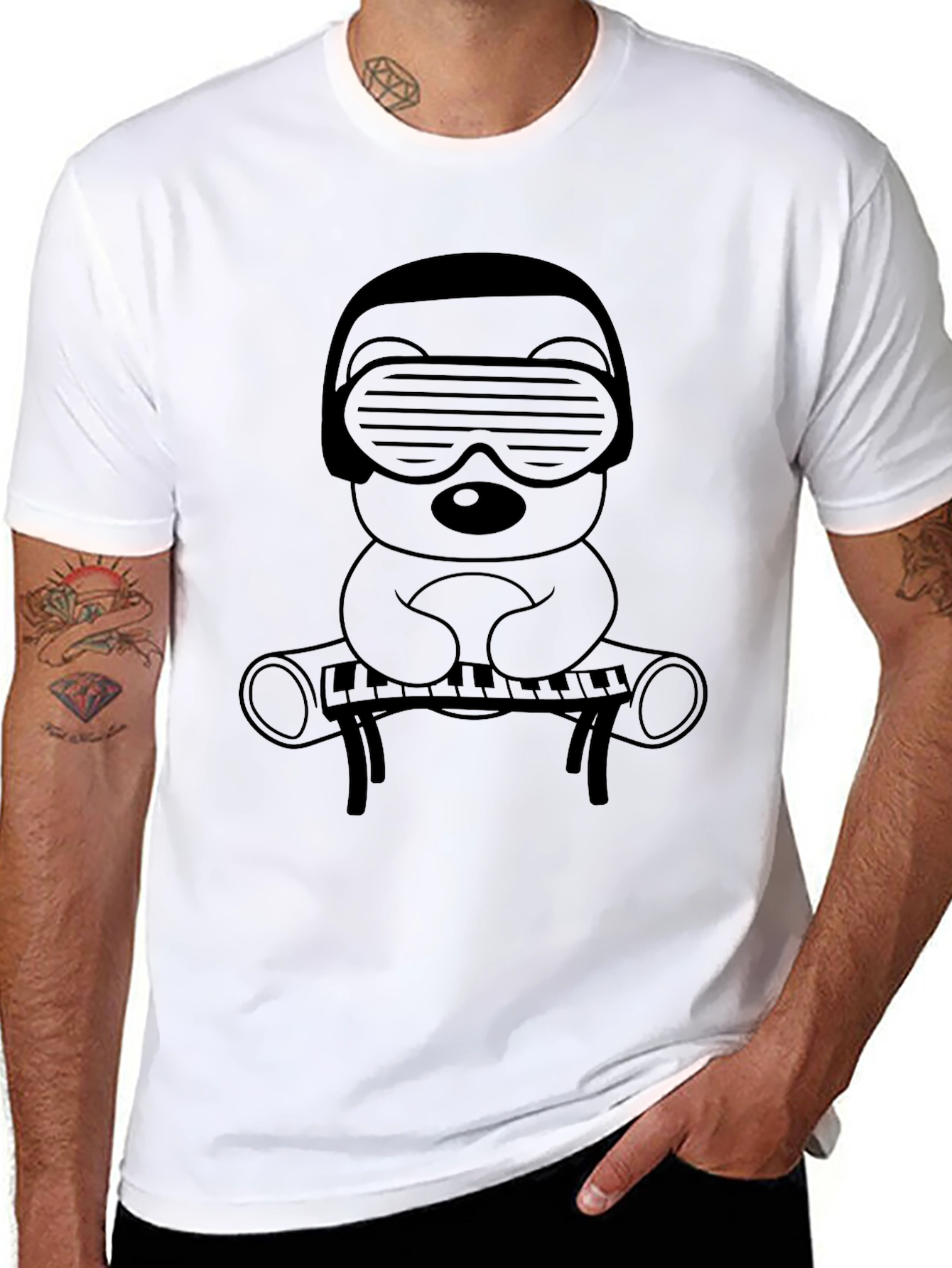 DJ Bear Graphic Tee - Cool Cartoon Shirt