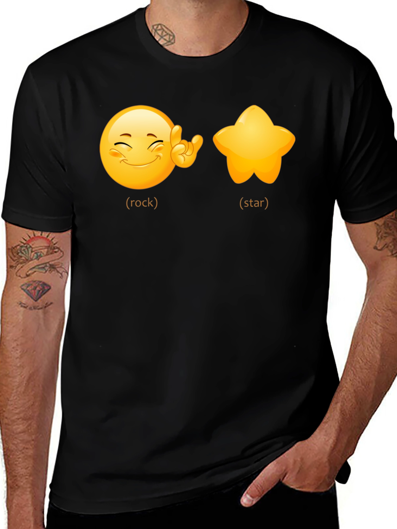 Rockstar Emoji Graphic Tee - Black