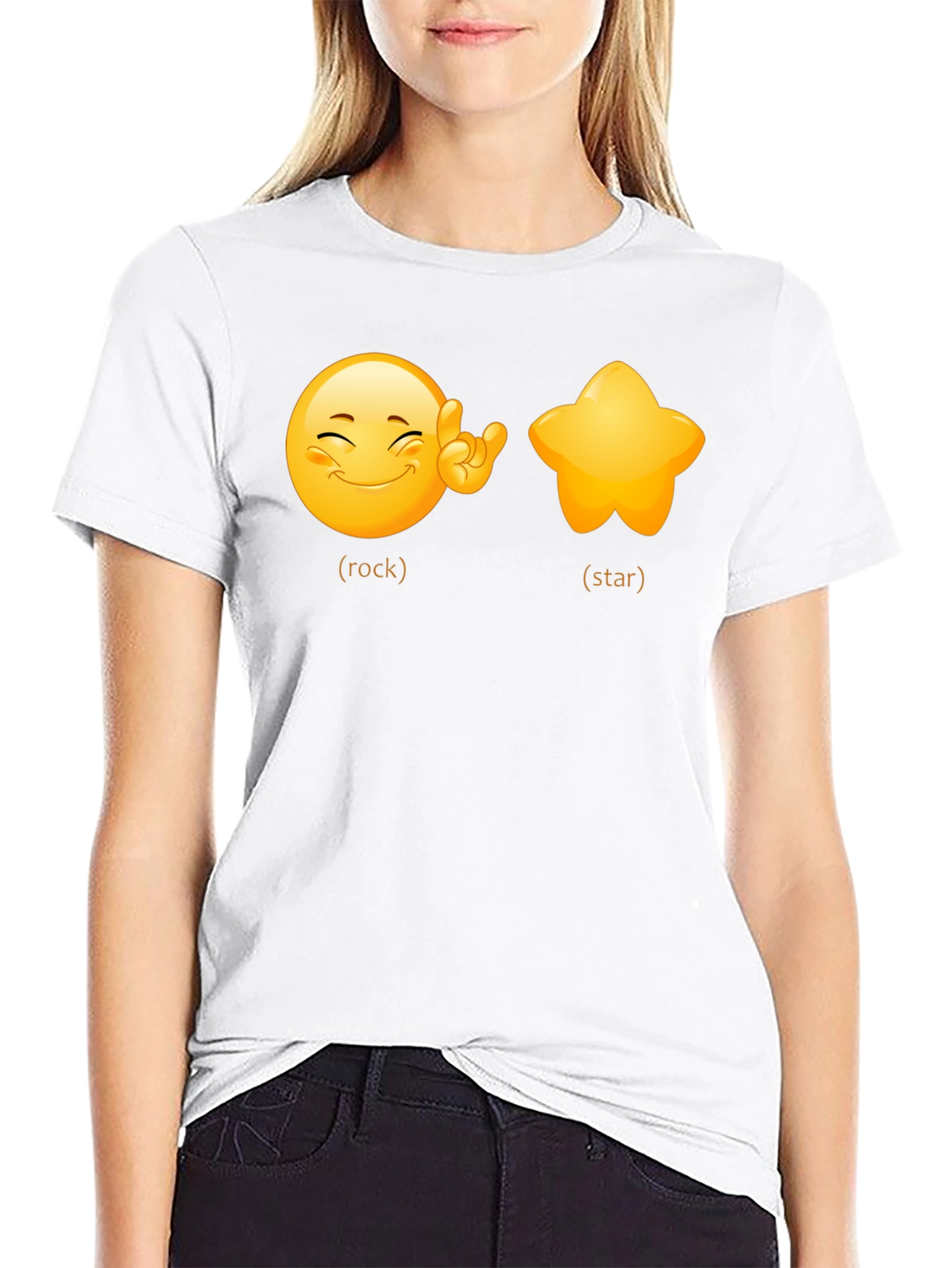 Rockstar Emoji Graphic Tee - Black