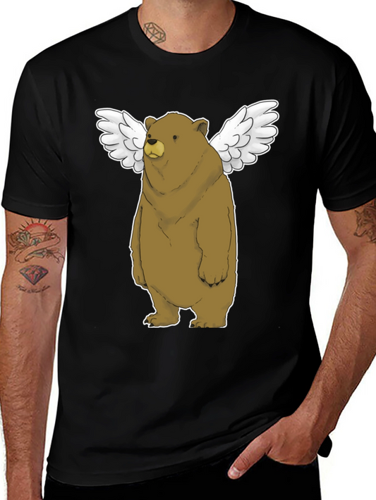 Angel Bear Graphic Tee - Comfy Casual Black T-Shirt
