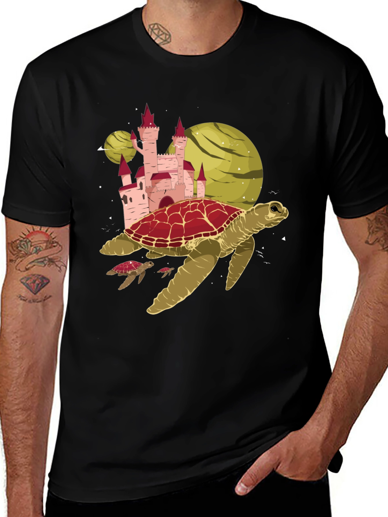 Turtle Planet Castle Black Tee
