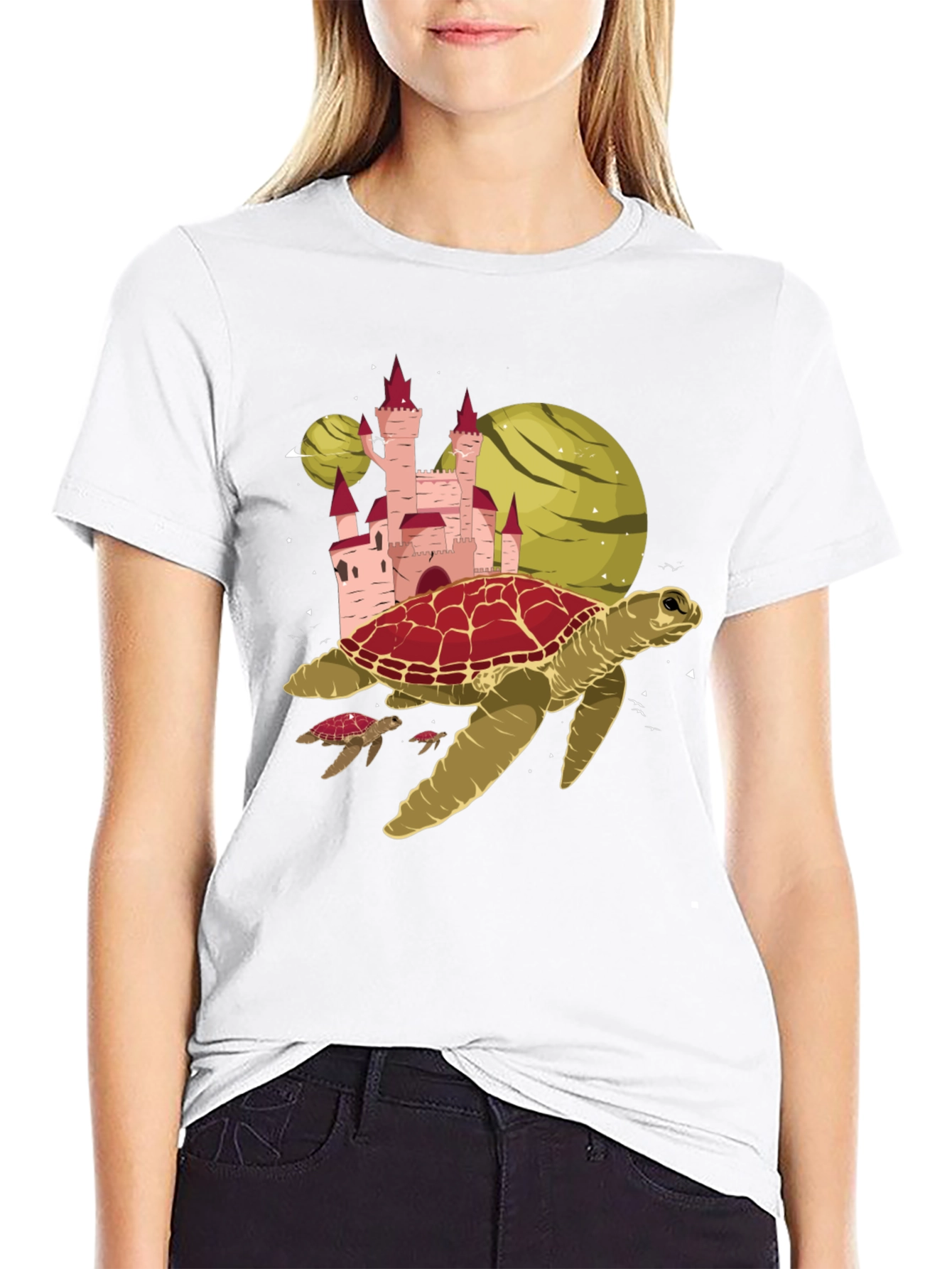 Turtle Planet Castle Black Tee