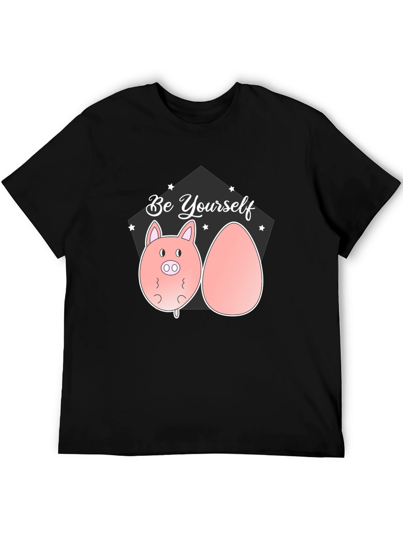 Be Yourself Pig and Egg Black T-Shirt