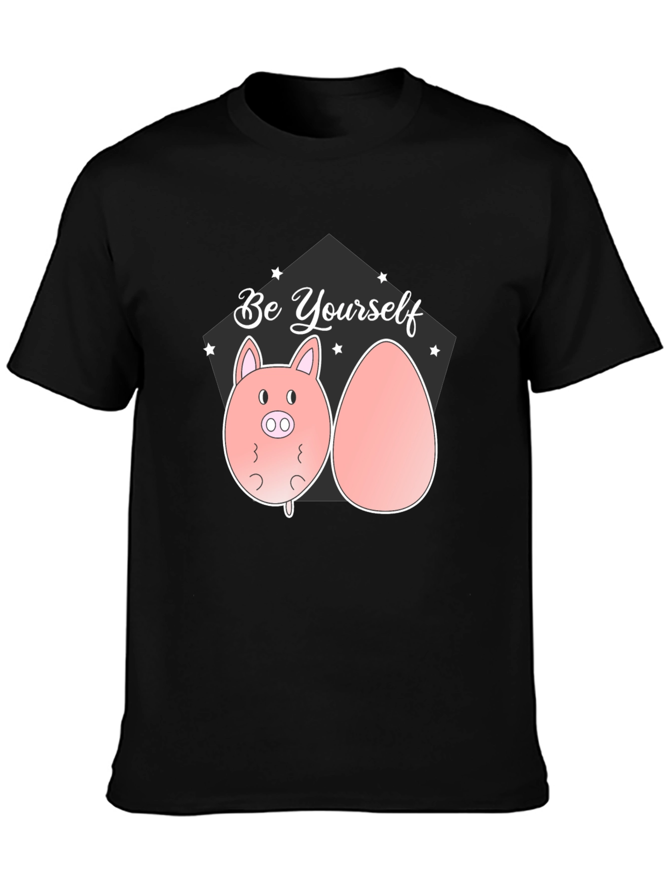 Be Yourself Pig and Egg Black T-Shirt
