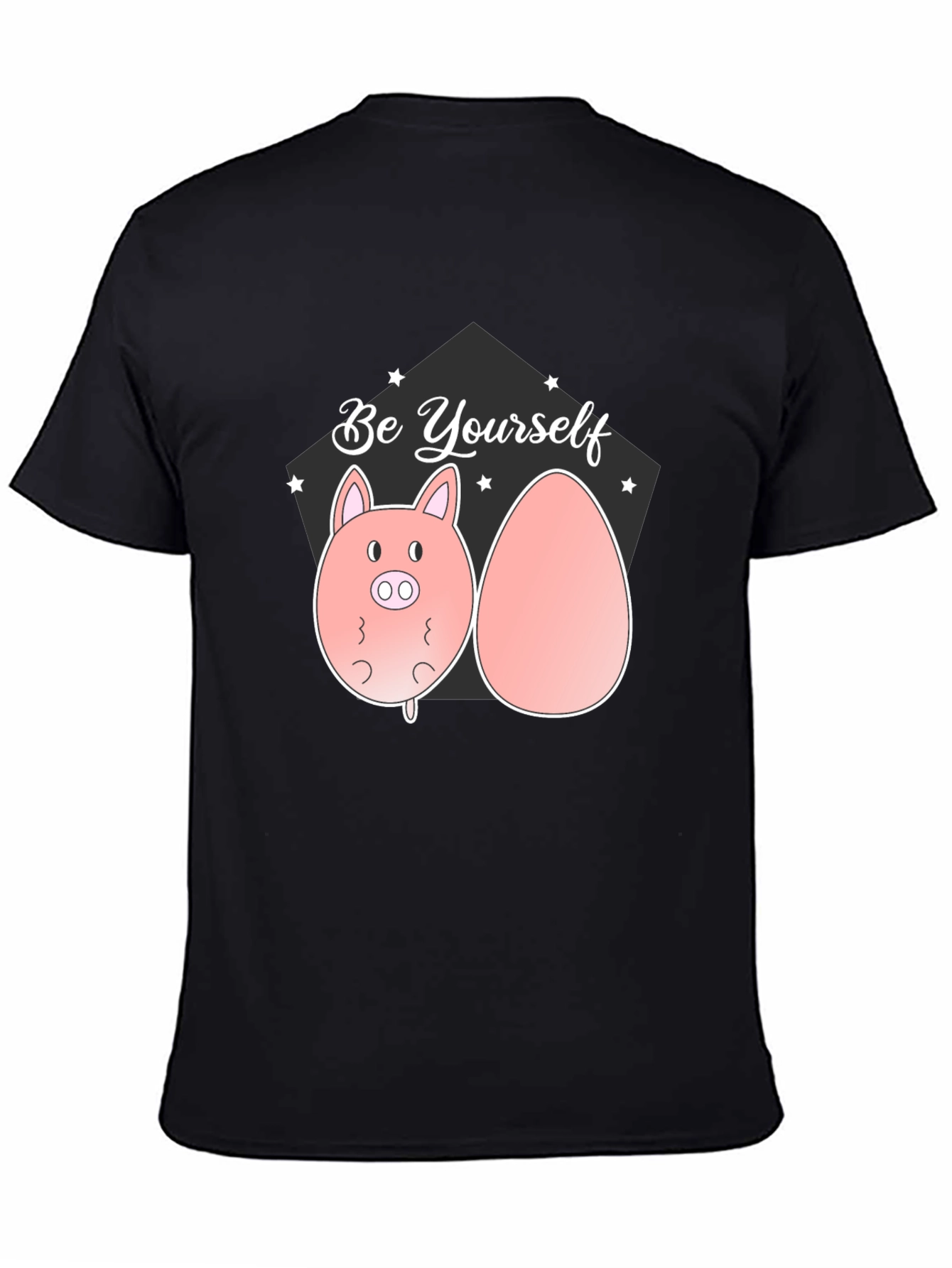 Be Yourself Pig and Egg Black T-Shirt