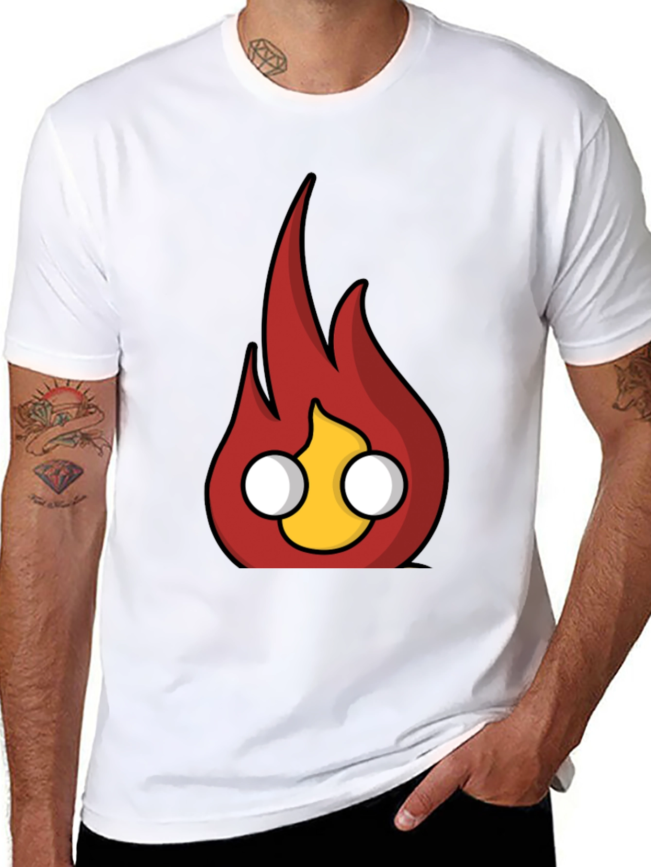 Flame Character Graphic Black T-Shirt