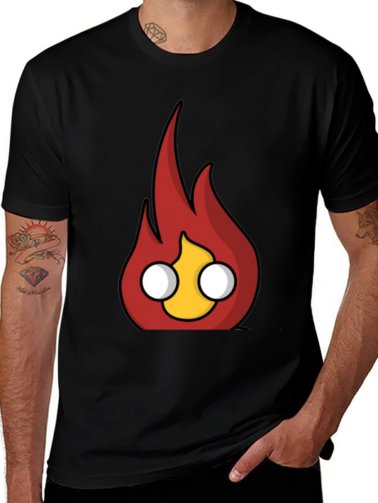 Flame Character Graphic Black T-Shirt