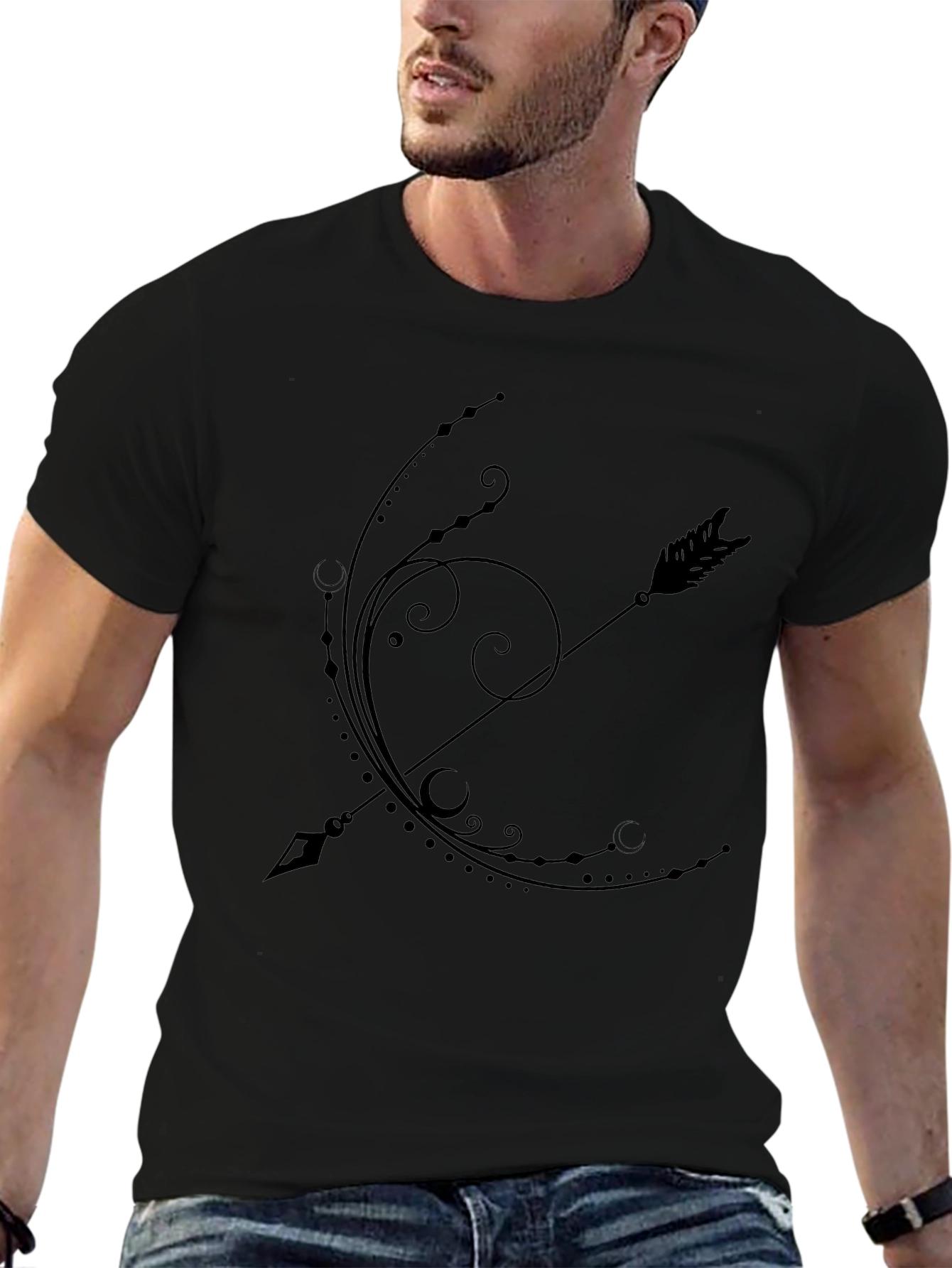 Sagittarius Arrow Graphic Tee - Black