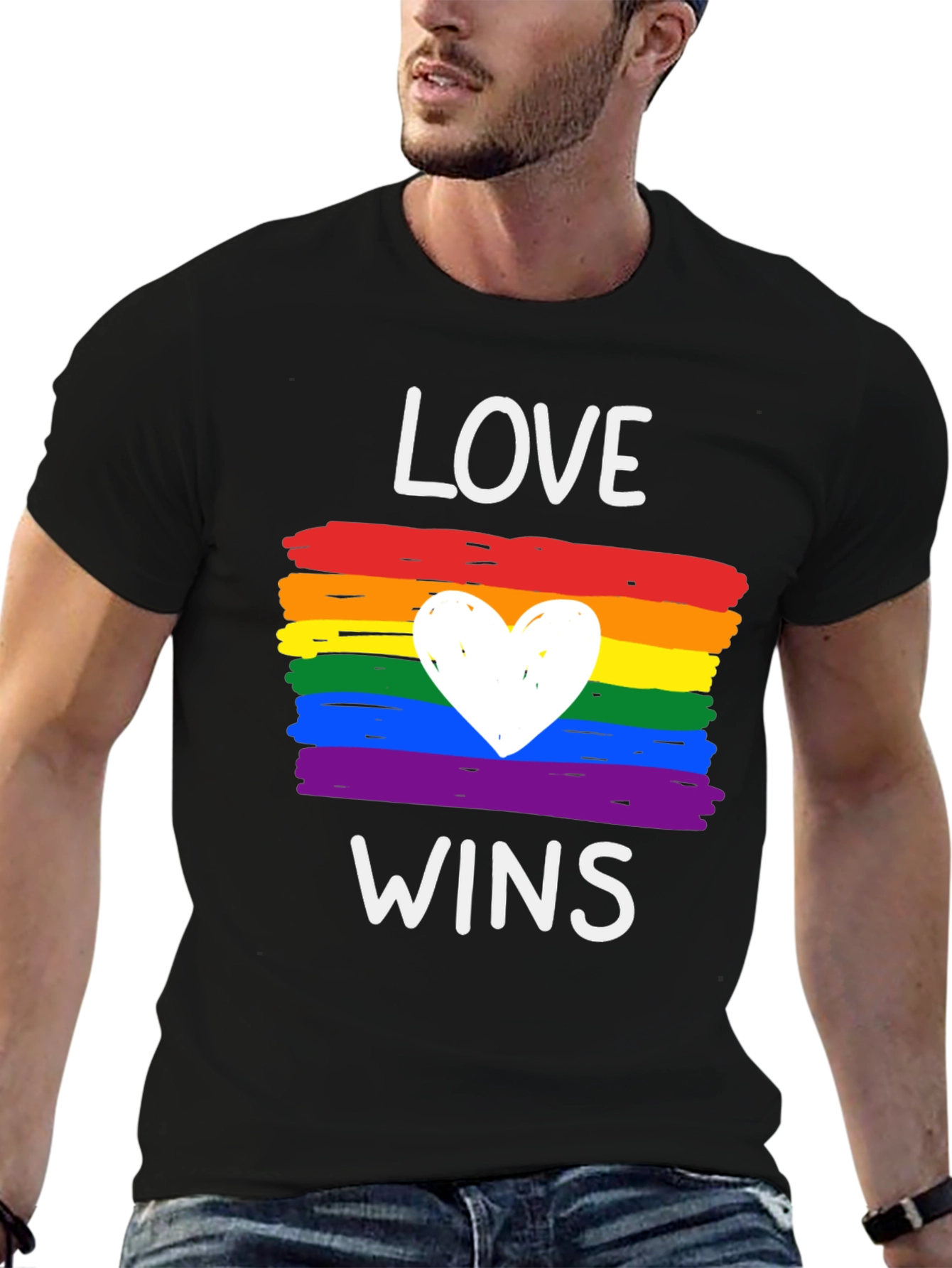 Love Wins Pride T-Shirt - Rainbow Heart Tee