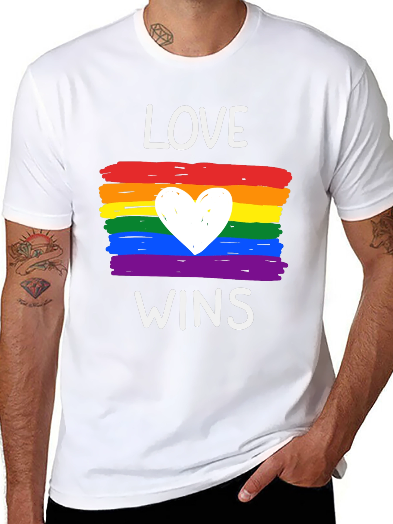 Love Wins Pride T-Shirt - Rainbow Heart Tee