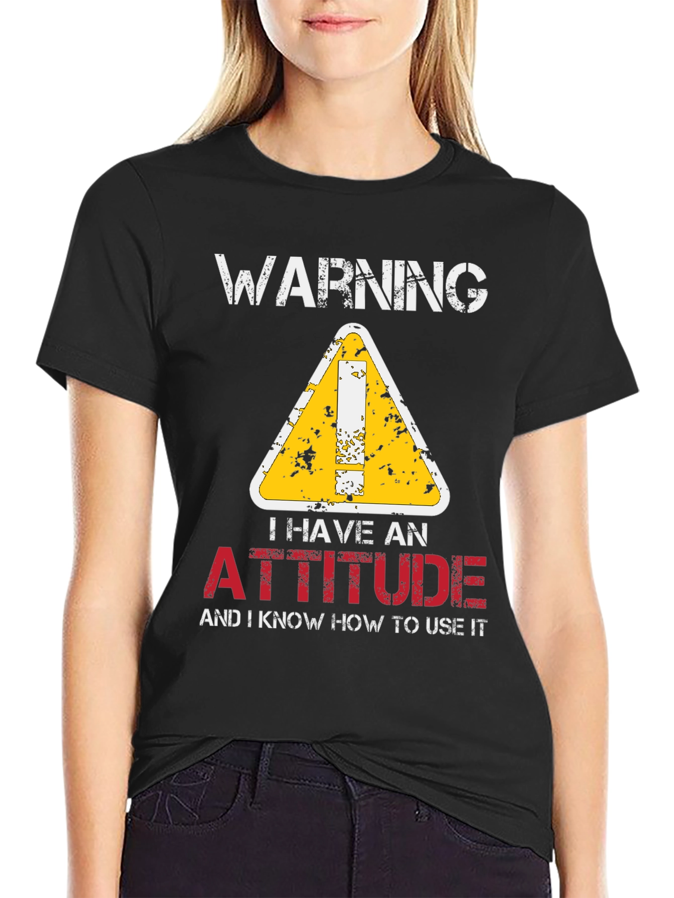 Warning Attitude Graphic Tee - Black T-Shirt