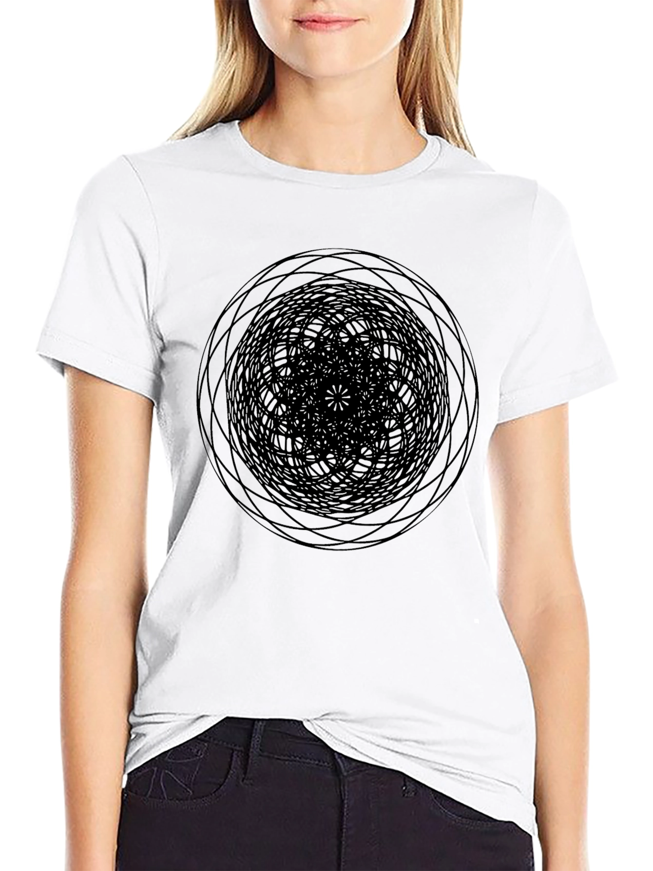 Abstract Circle Graphic Black T-Shirt