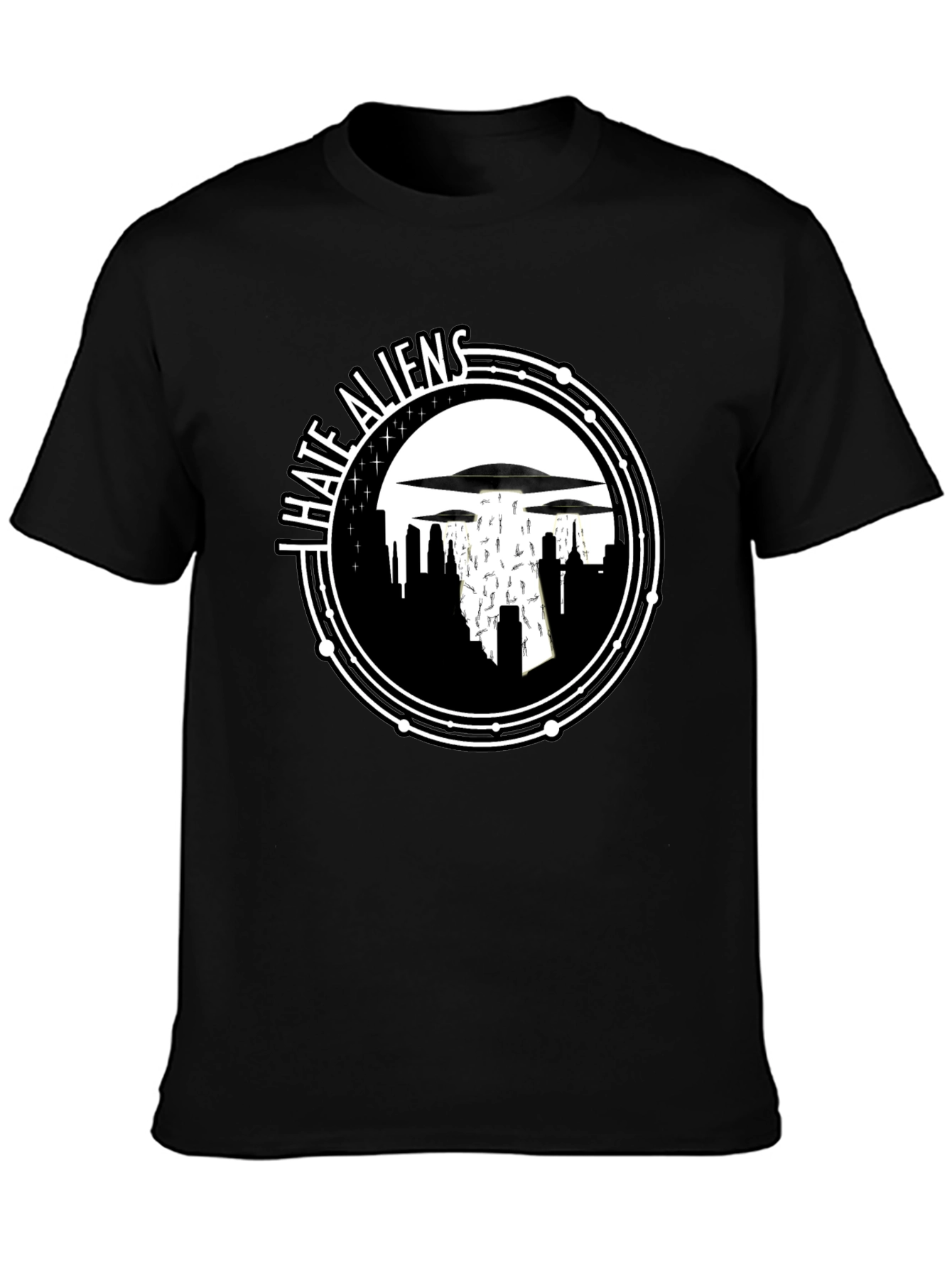 I Hate Aliens Graphic T-Shirt - Black