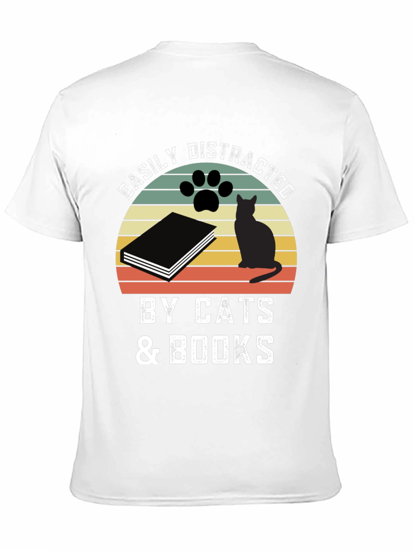 Easily Distracted by Cats & Books Graphic T-Shirt