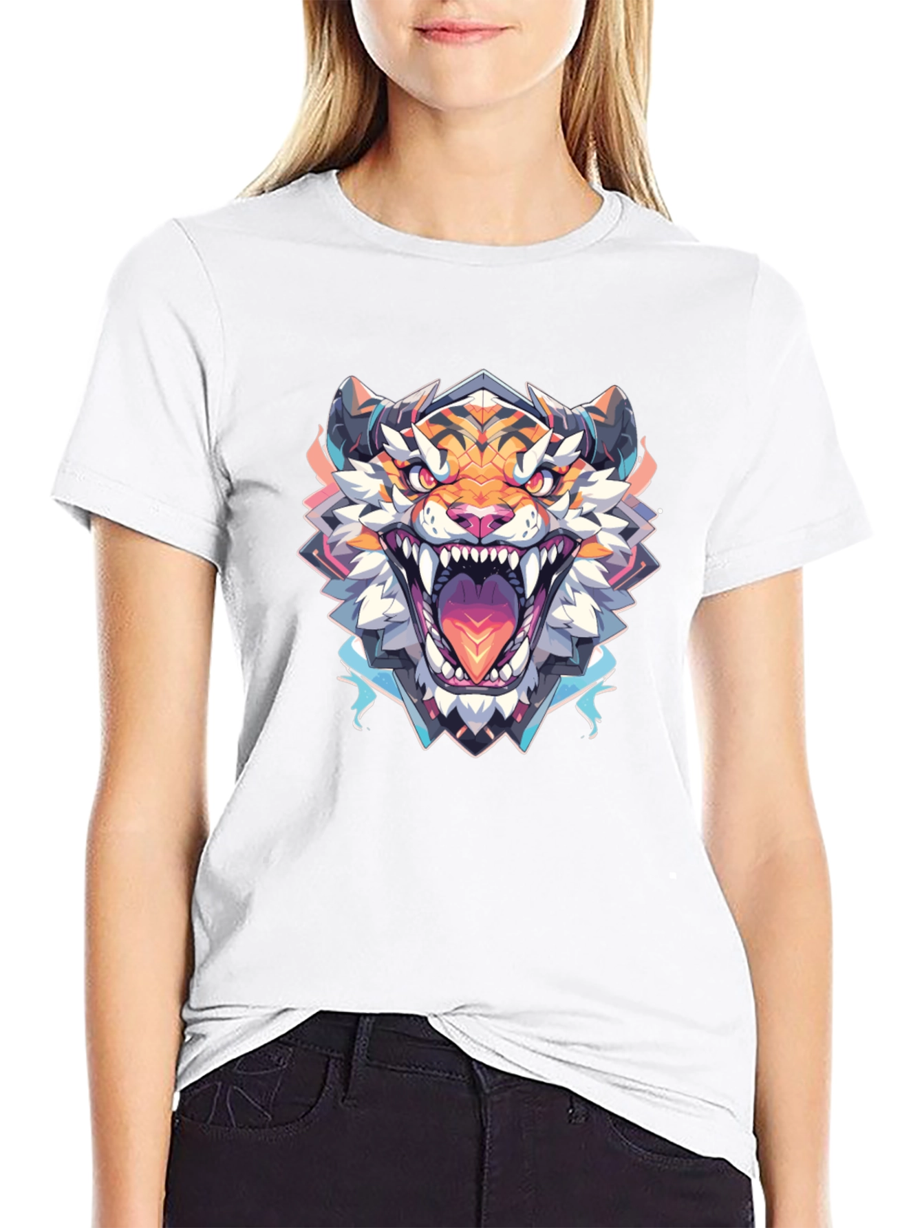 Roaring Tiger Graphic Tee - Black Cotton Shirt