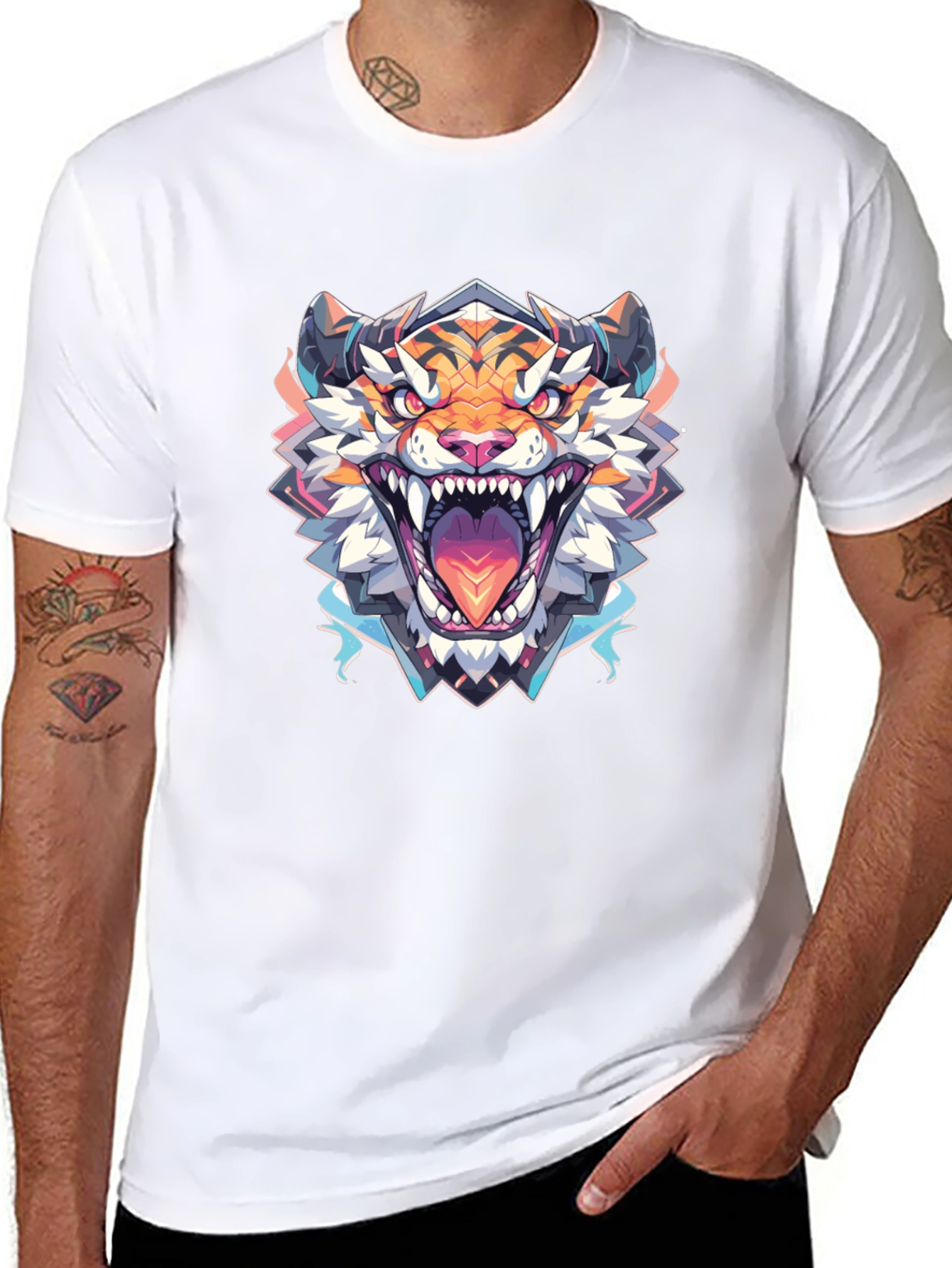 Roaring Tiger Graphic Tee - Black Cotton Shirt