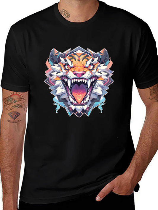 Roaring Tiger Graphic Tee - Black Cotton Shirt