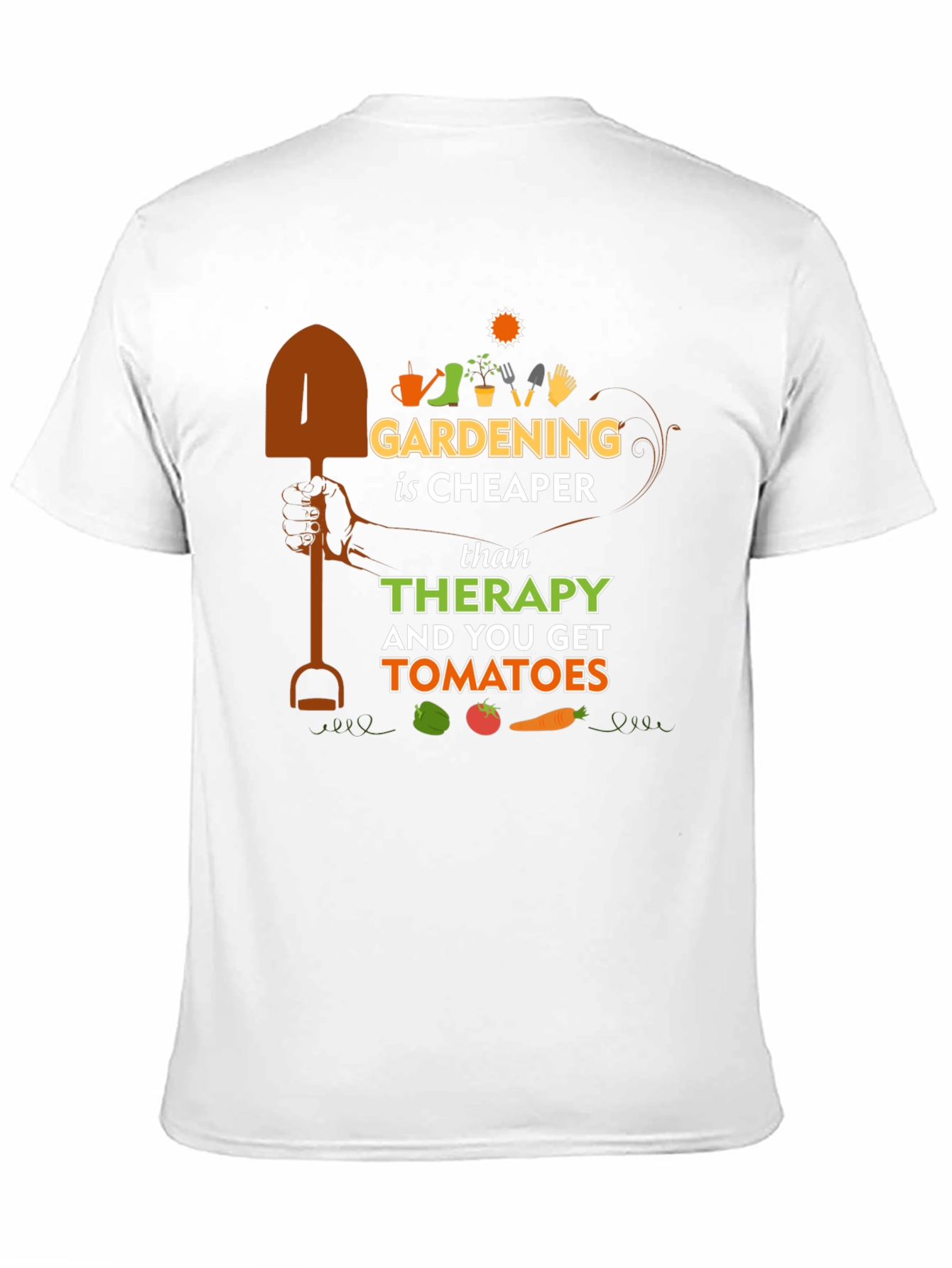 Gardening is Cheaper Than Therapy Black T-Shirt