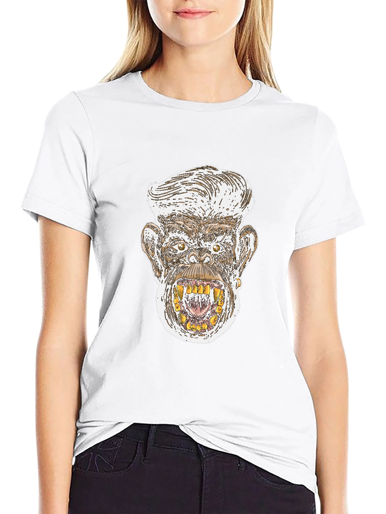 Monkey Graphic Print Black T-Shirt