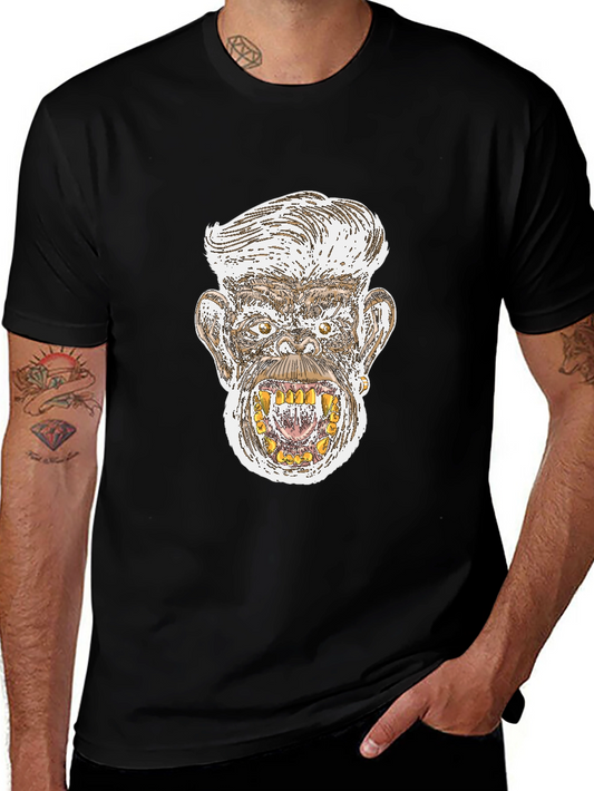 Monkey Graphic Print Black T-Shirt