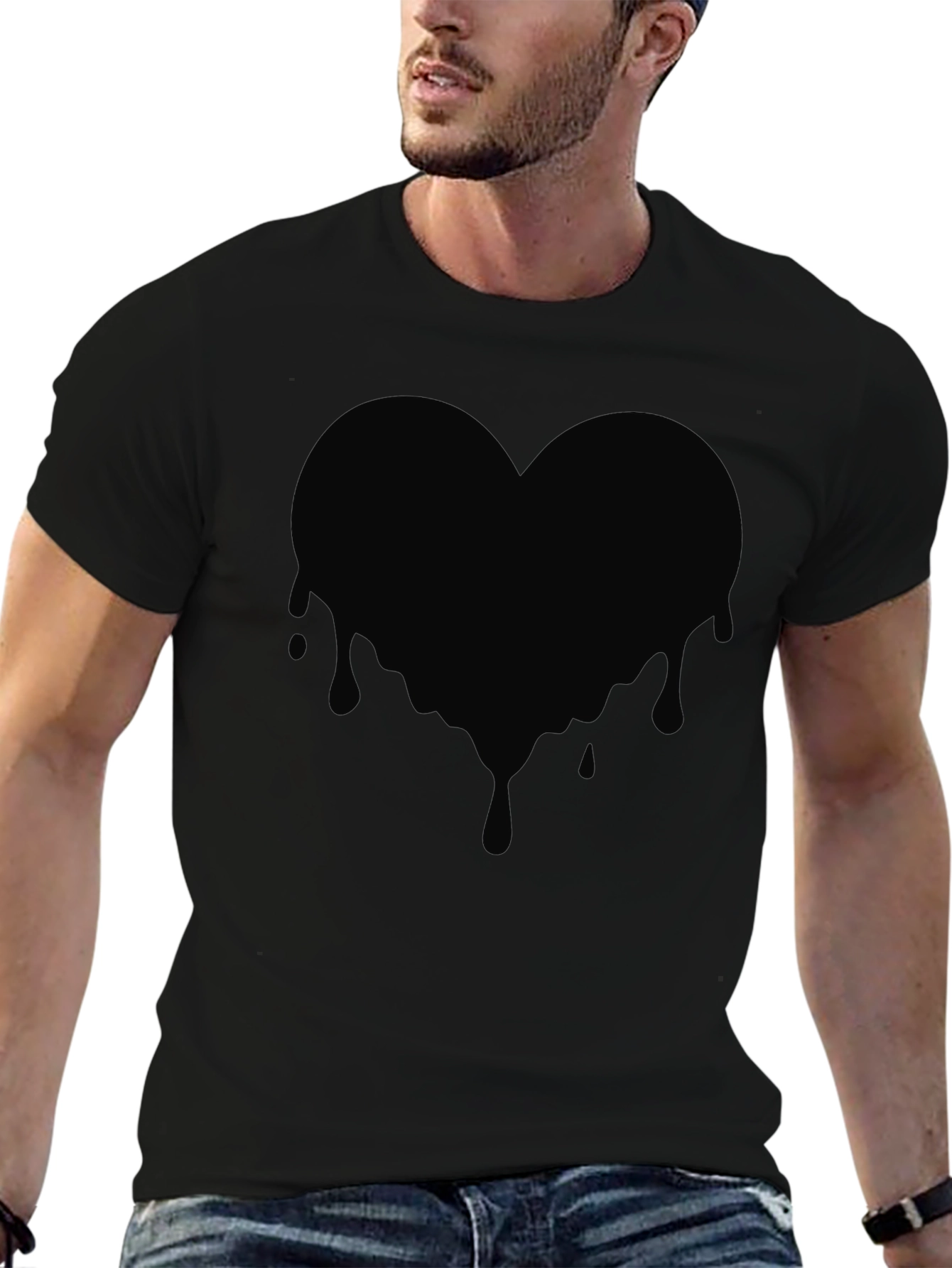 Dripping Heart Graphic Tee - Mens Black T-Shirt