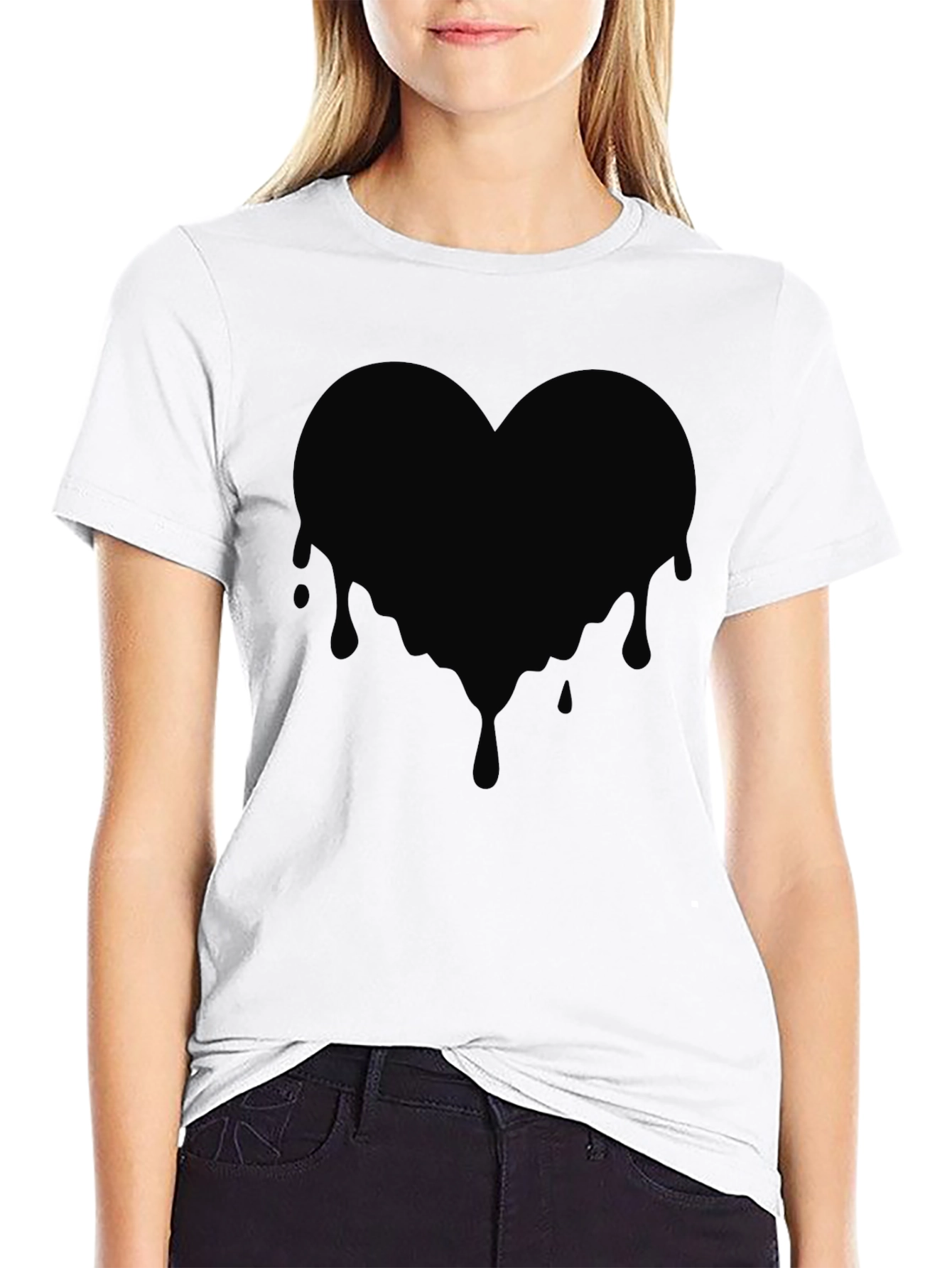 Dripping Heart Graphic Tee - Mens Black T-Shirt
